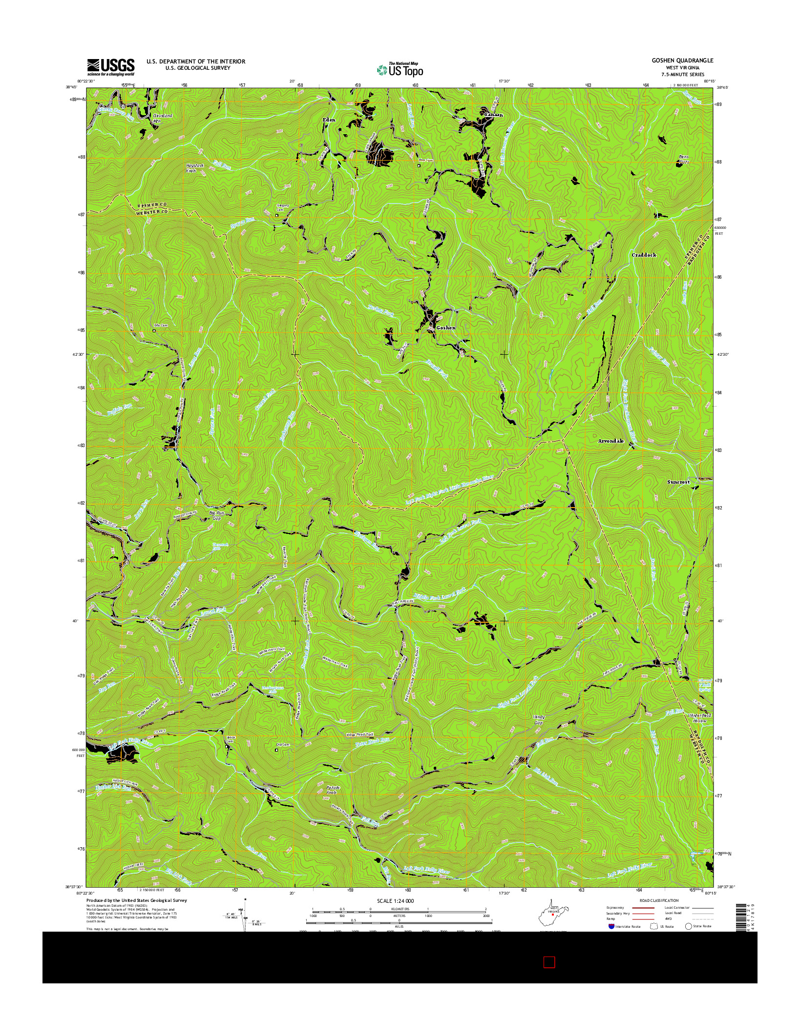 USGS US TOPO 7.5-MINUTE MAP FOR GOSHEN, WV 2016