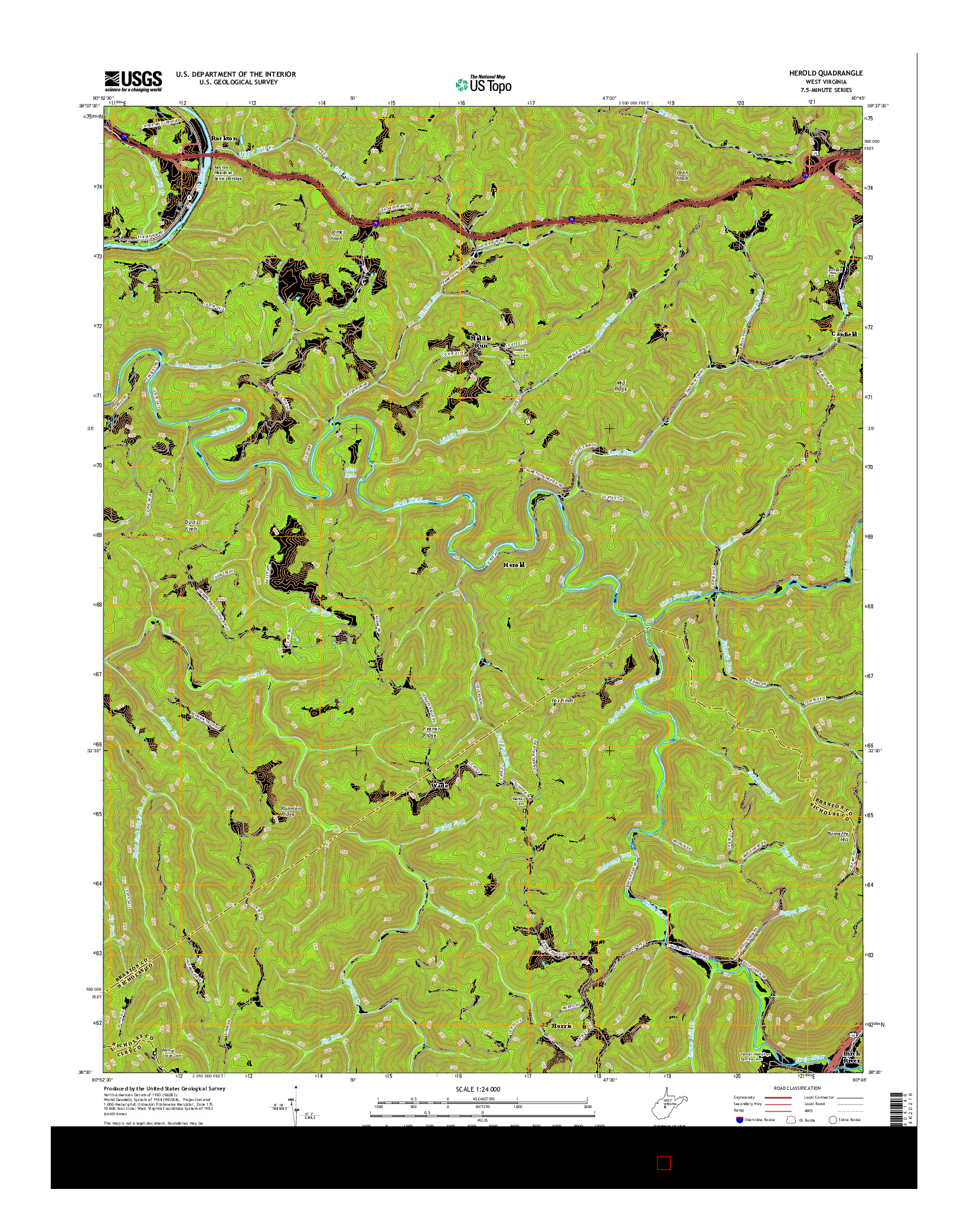 USGS US TOPO 7.5-MINUTE MAP FOR HEROLD, WV 2016