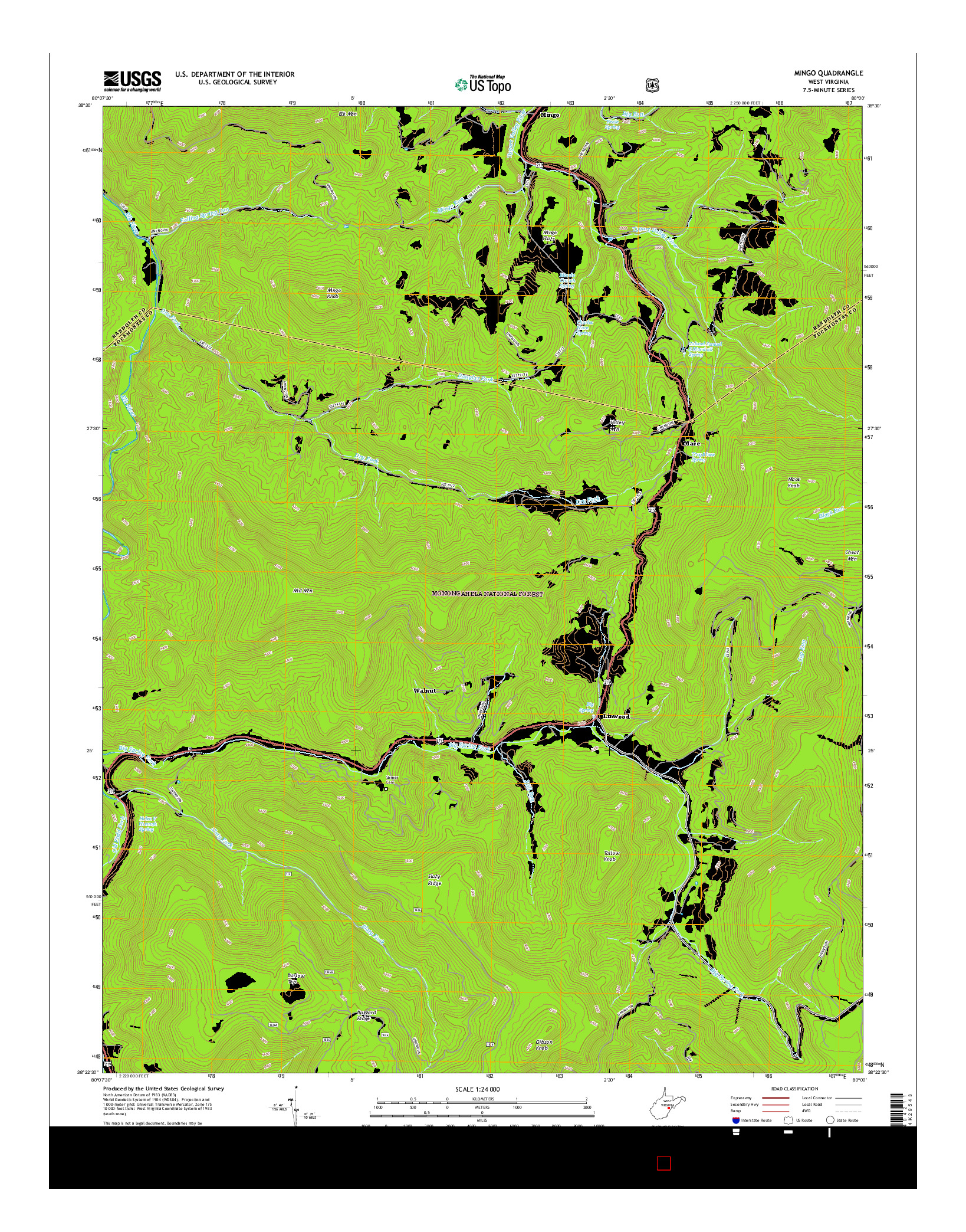 USGS US TOPO 7.5-MINUTE MAP FOR MINGO, WV 2016