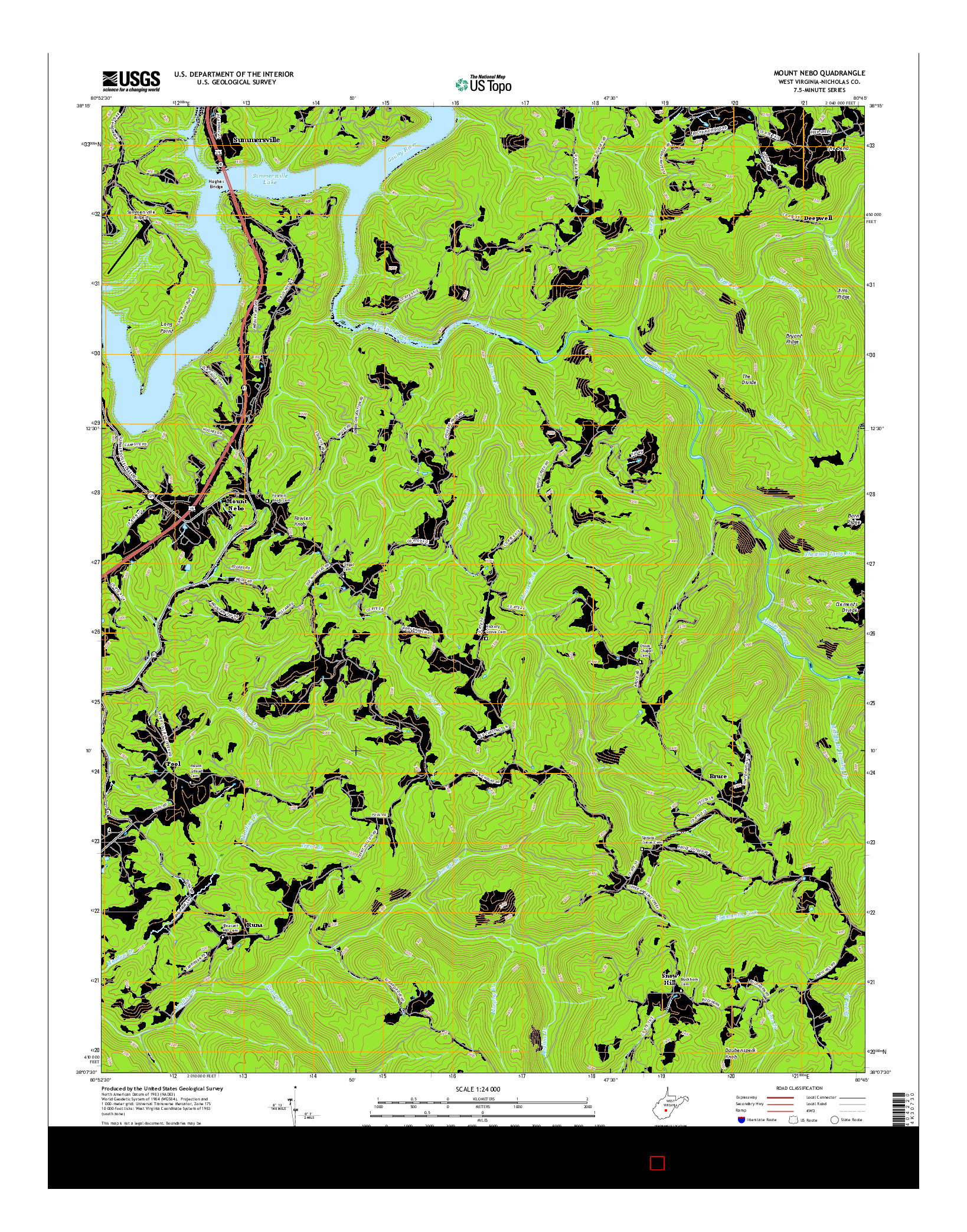 USGS US TOPO 7.5-MINUTE MAP FOR MOUNT NEBO, WV 2016