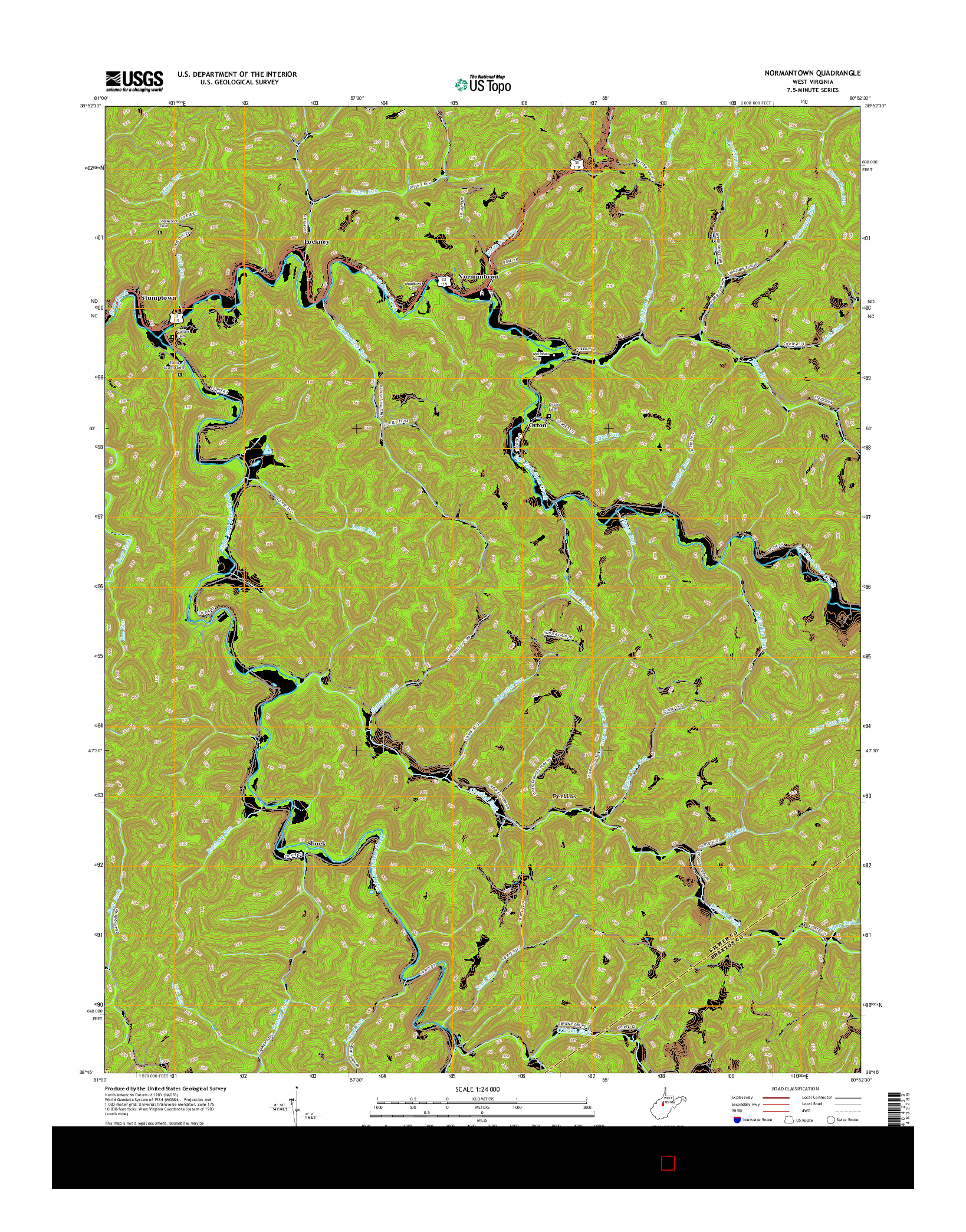 USGS US TOPO 7.5-MINUTE MAP FOR NORMANTOWN, WV 2016