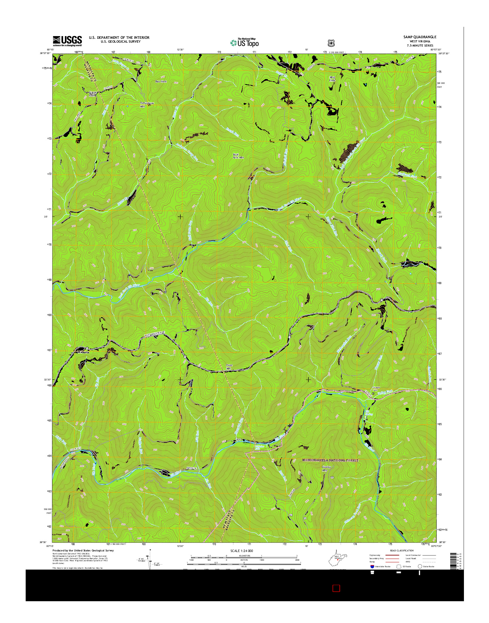 USGS US TOPO 7.5-MINUTE MAP FOR SAMP, WV 2016