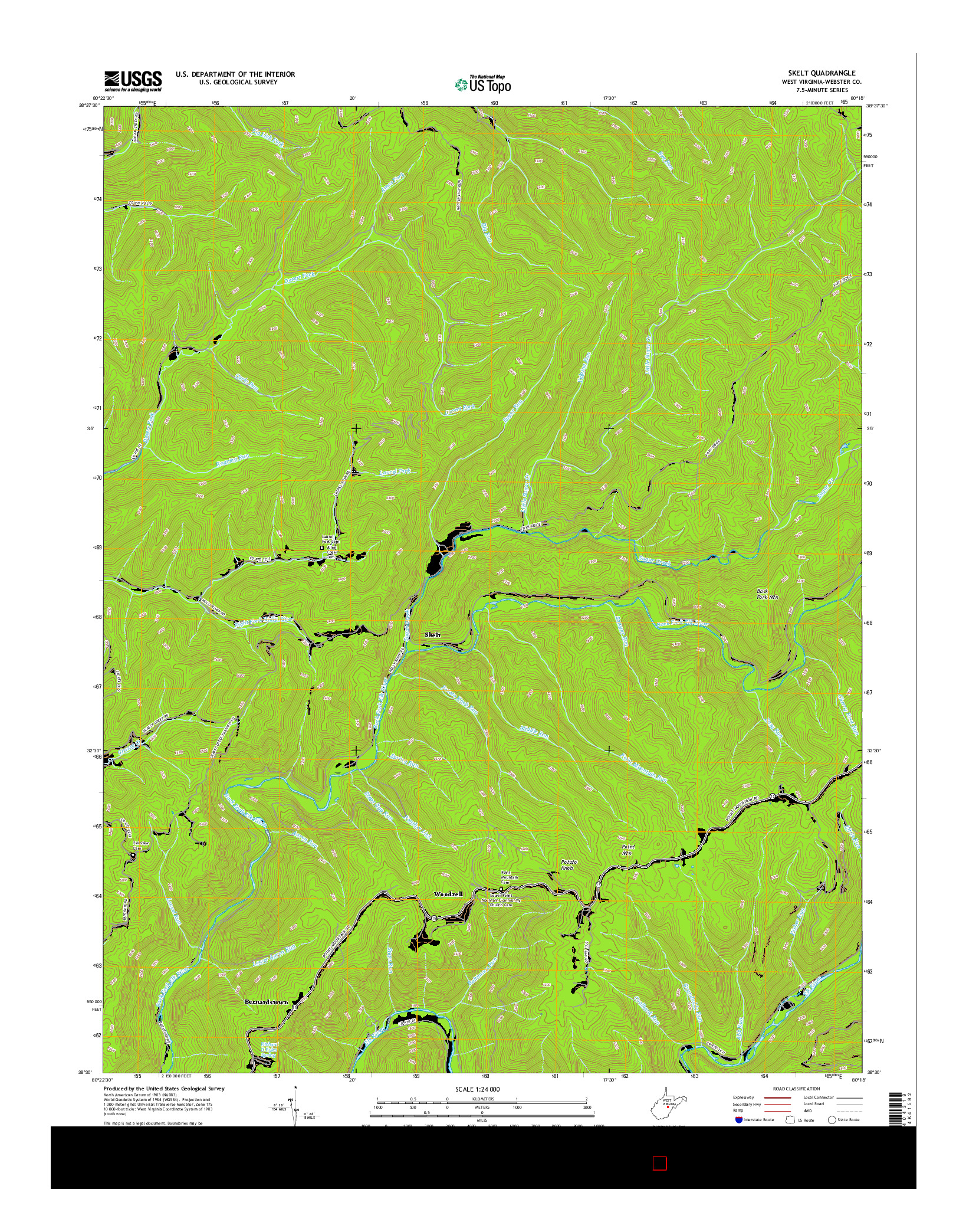 USGS US TOPO 7.5-MINUTE MAP FOR SKELT, WV 2016