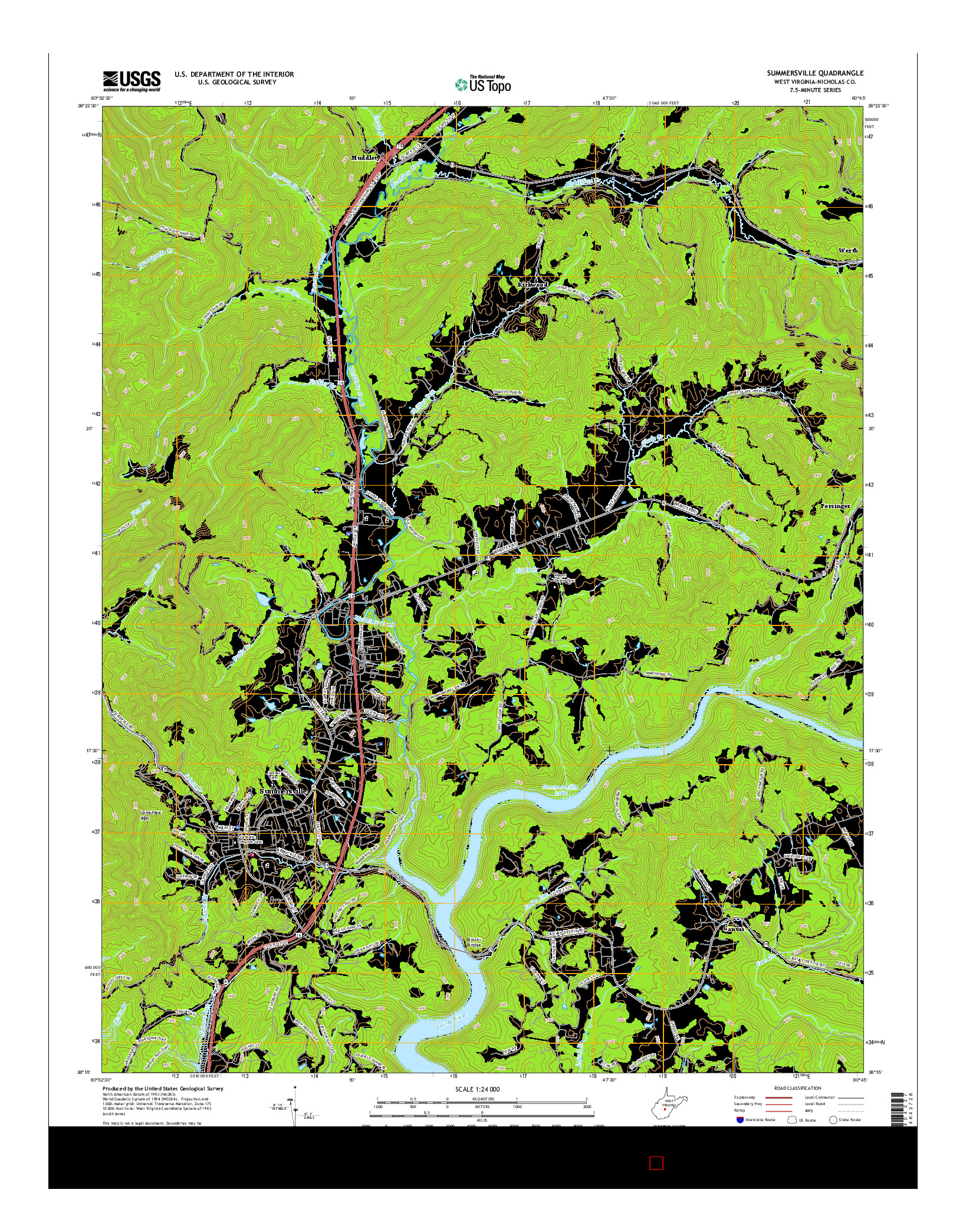 USGS US TOPO 7.5-MINUTE MAP FOR SUMMERSVILLE, WV 2016