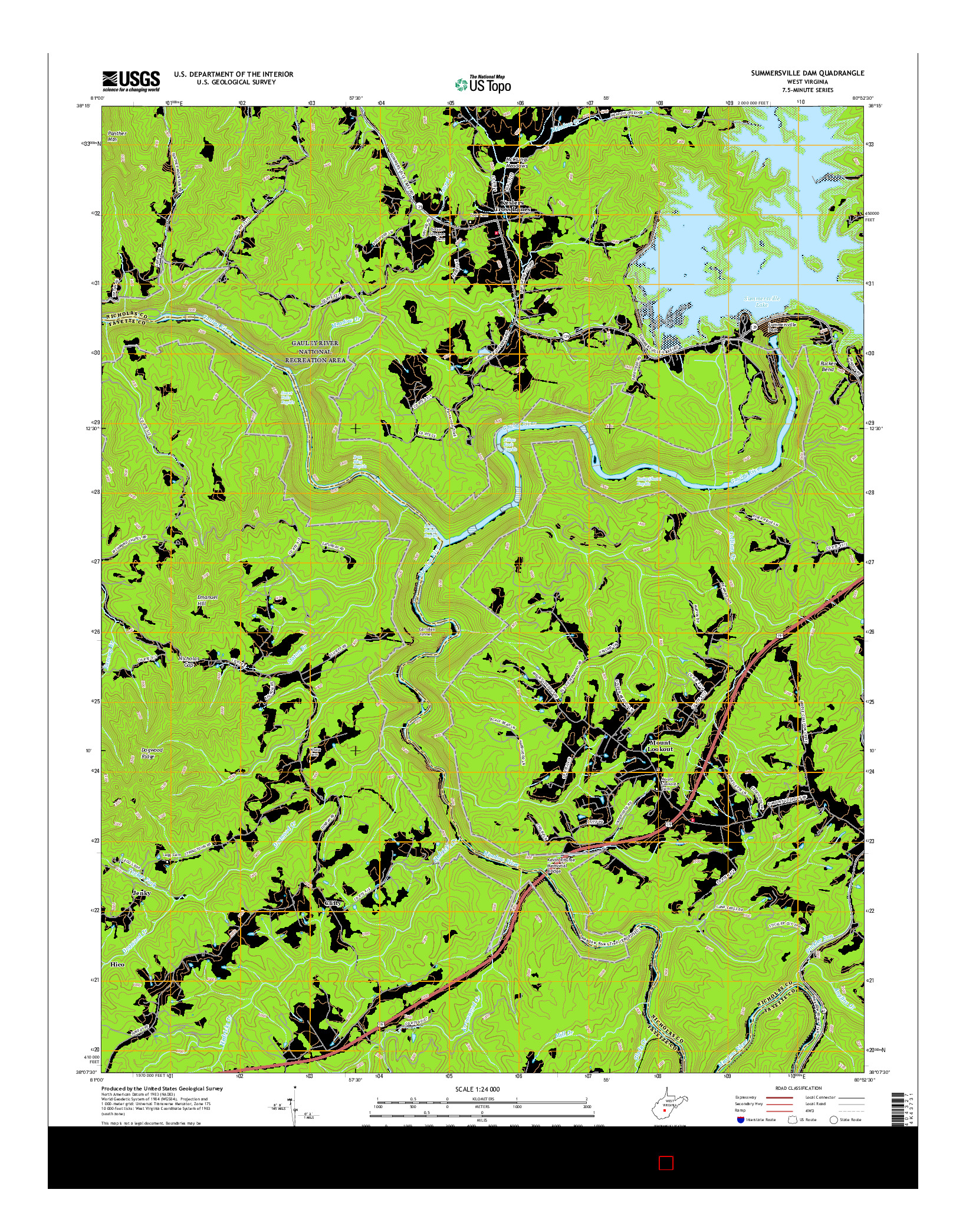 USGS US TOPO 7.5-MINUTE MAP FOR SUMMERSVILLE DAM, WV 2016