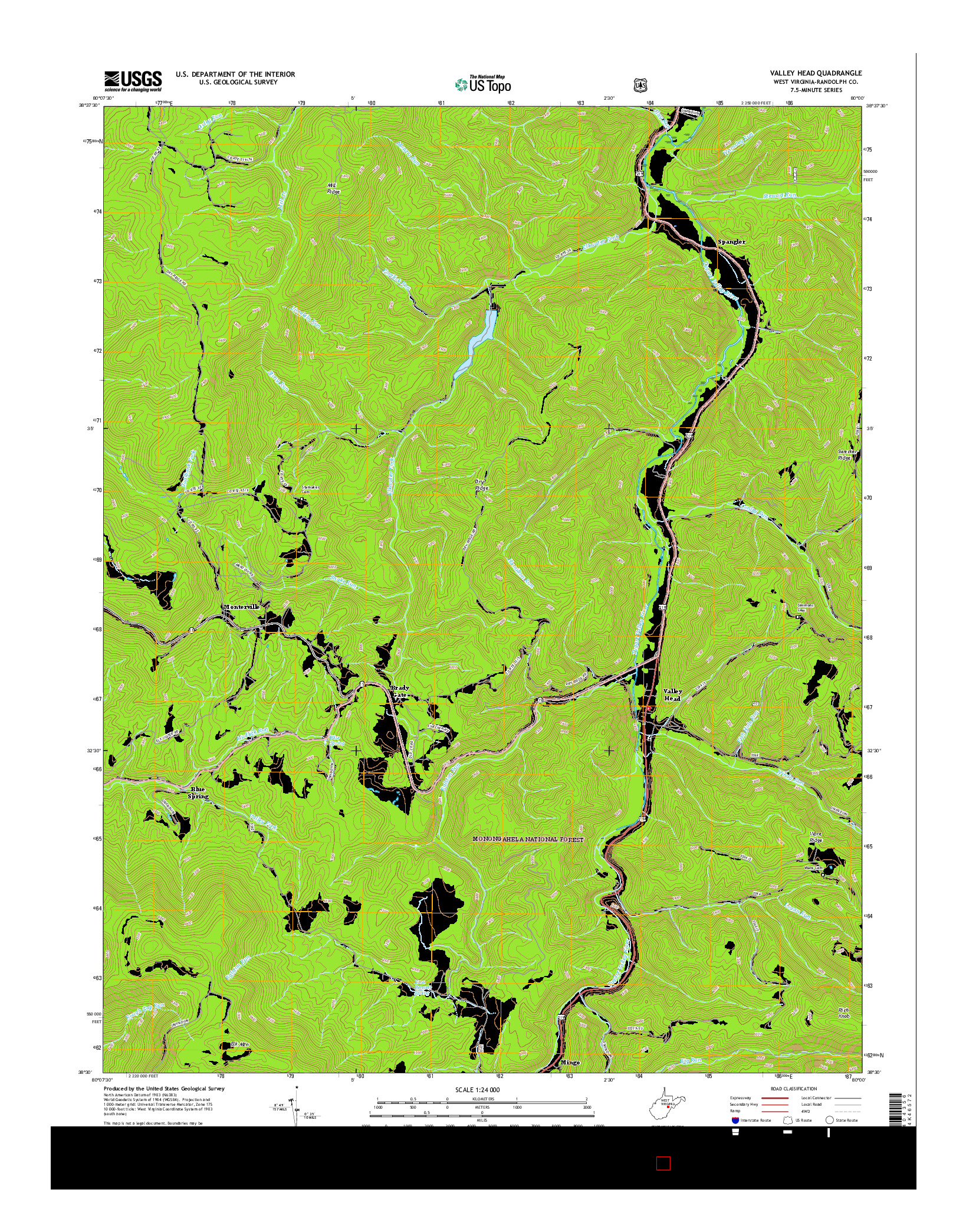 USGS US TOPO 7.5-MINUTE MAP FOR VALLEY HEAD, WV 2016