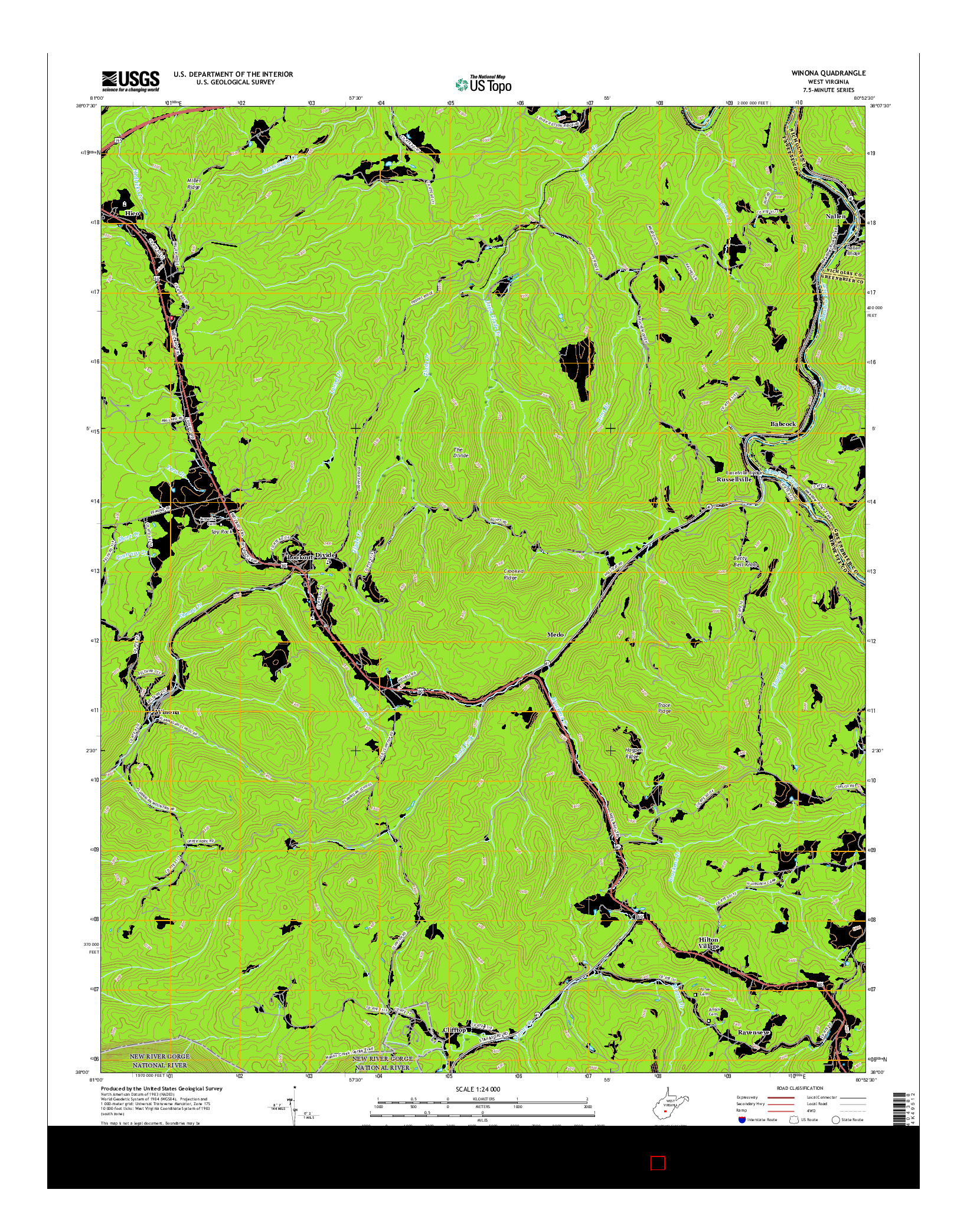 USGS US TOPO 7.5-MINUTE MAP FOR WINONA, WV 2016