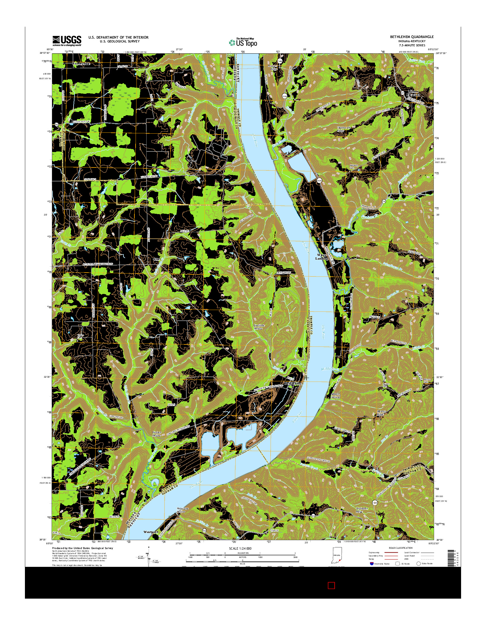 USGS US TOPO 7.5-MINUTE MAP FOR BETHLEHEM, IN-KY 2016