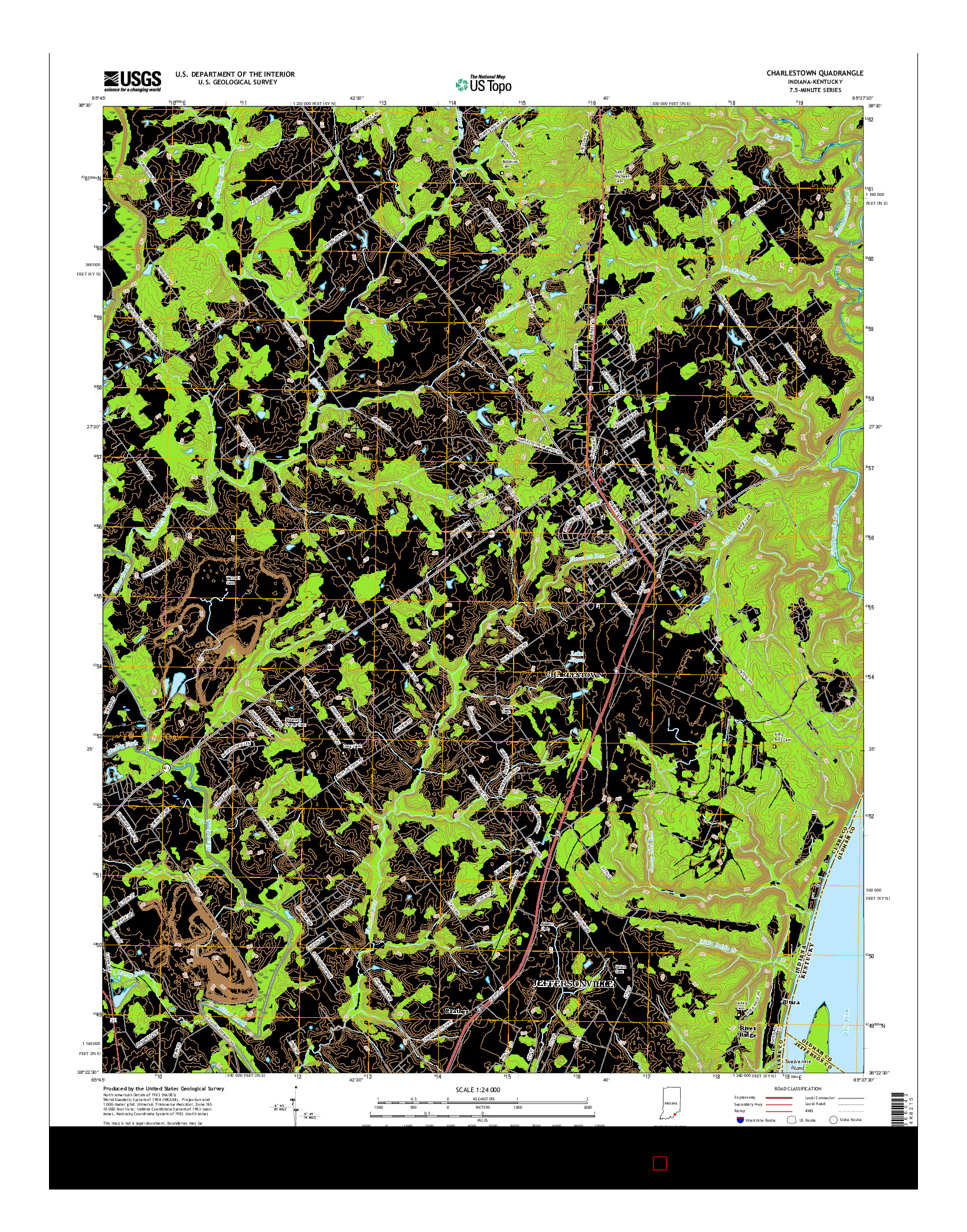 USGS US TOPO 7.5-MINUTE MAP FOR CHARLESTOWN, IN-KY 2016