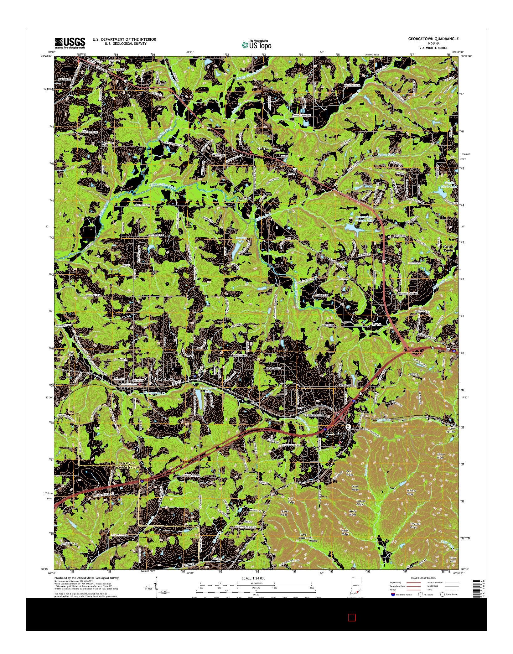 USGS US TOPO 7.5-MINUTE MAP FOR GEORGETOWN, IN 2016