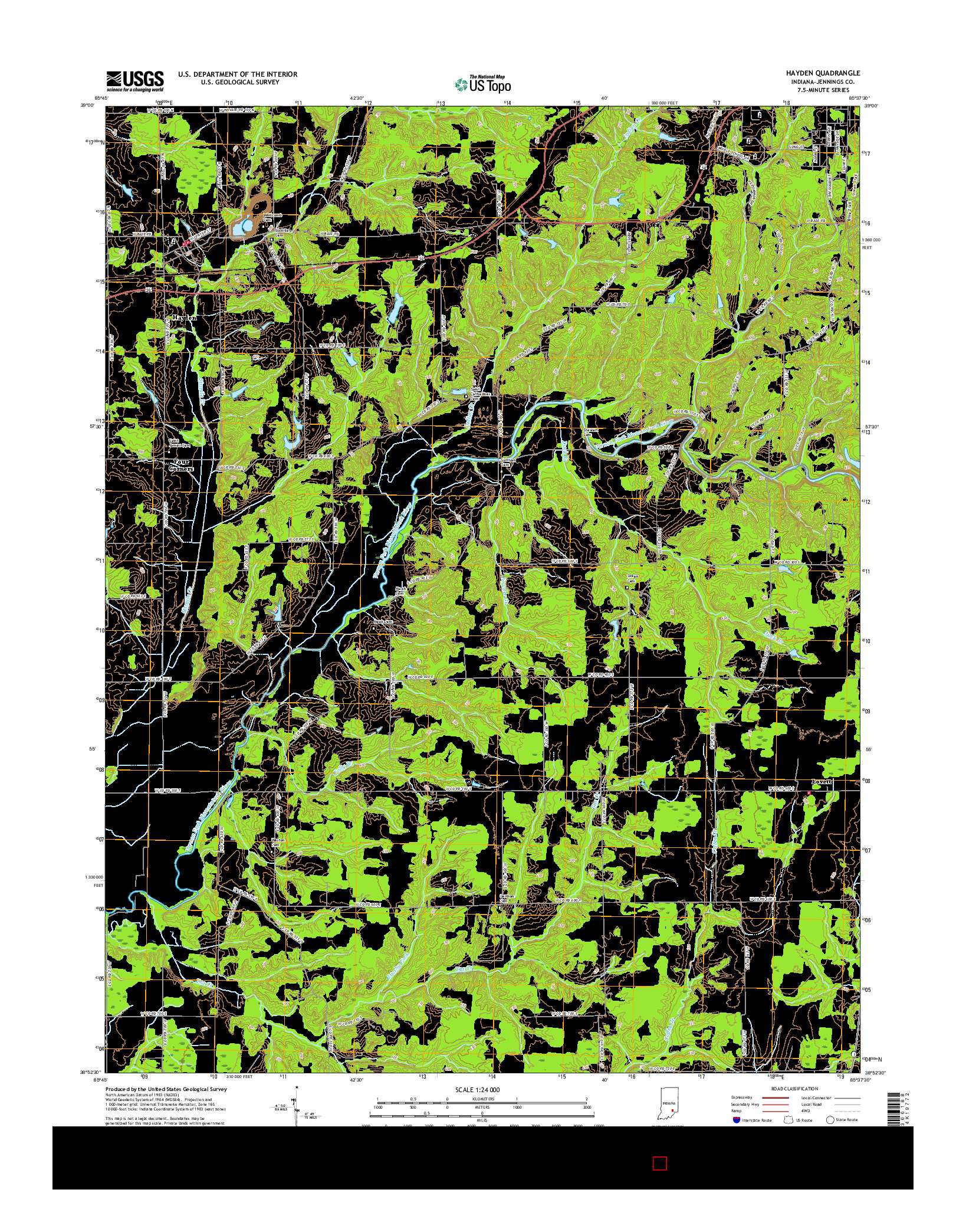 USGS US TOPO 7.5-MINUTE MAP FOR HAYDEN, IN 2016