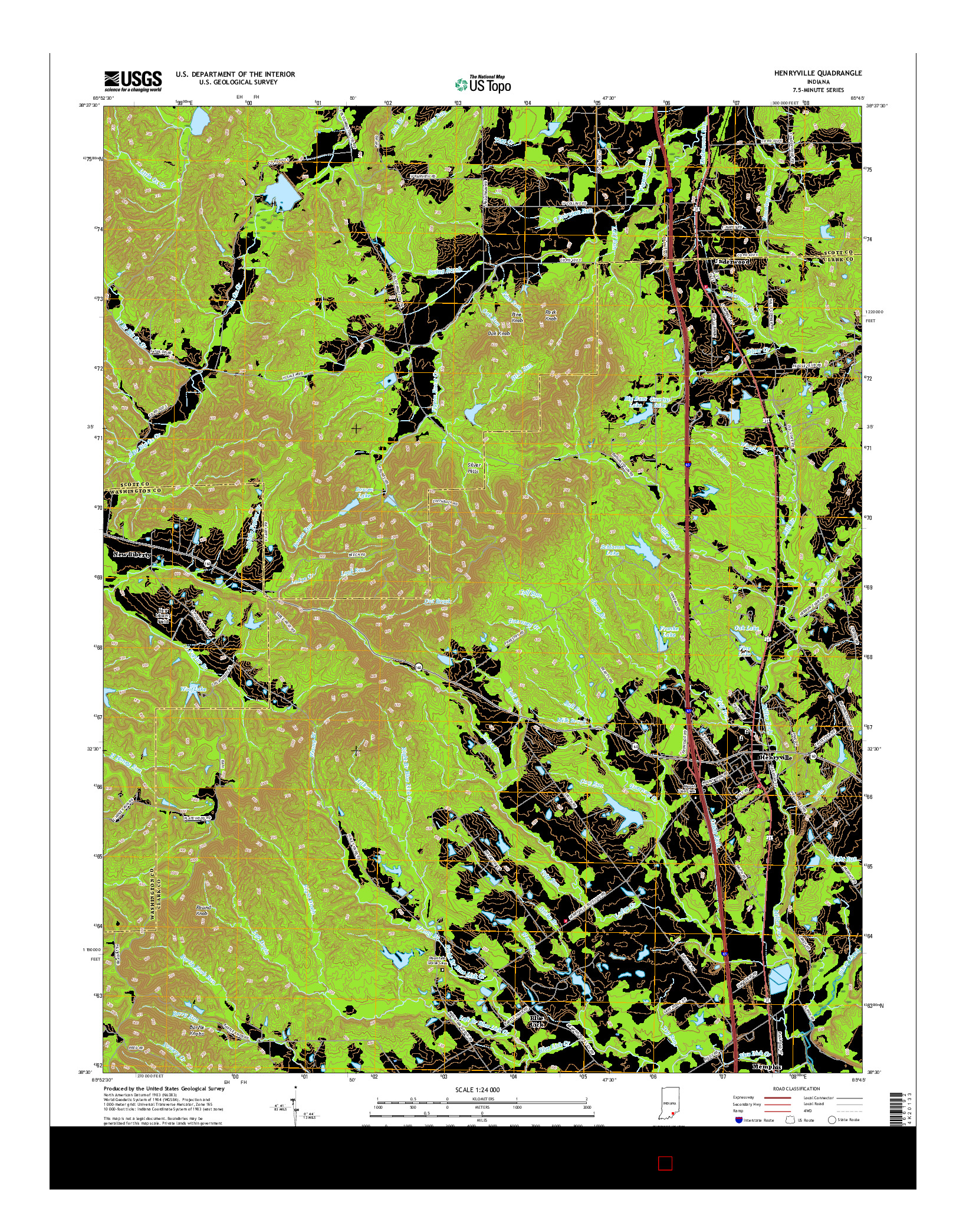 USGS US TOPO 7.5-MINUTE MAP FOR HENRYVILLE, IN 2016