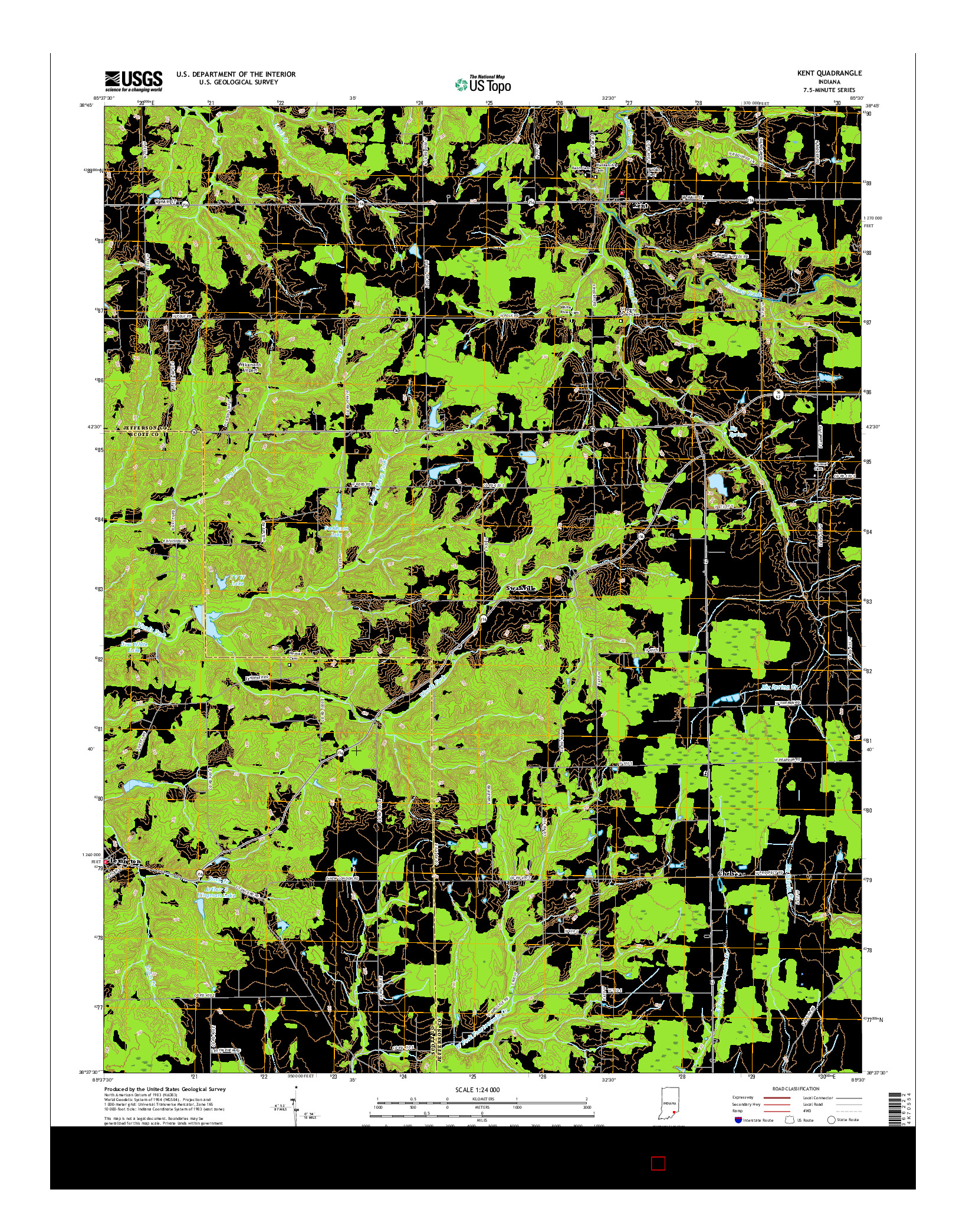 USGS US TOPO 7.5-MINUTE MAP FOR KENT, IN 2016