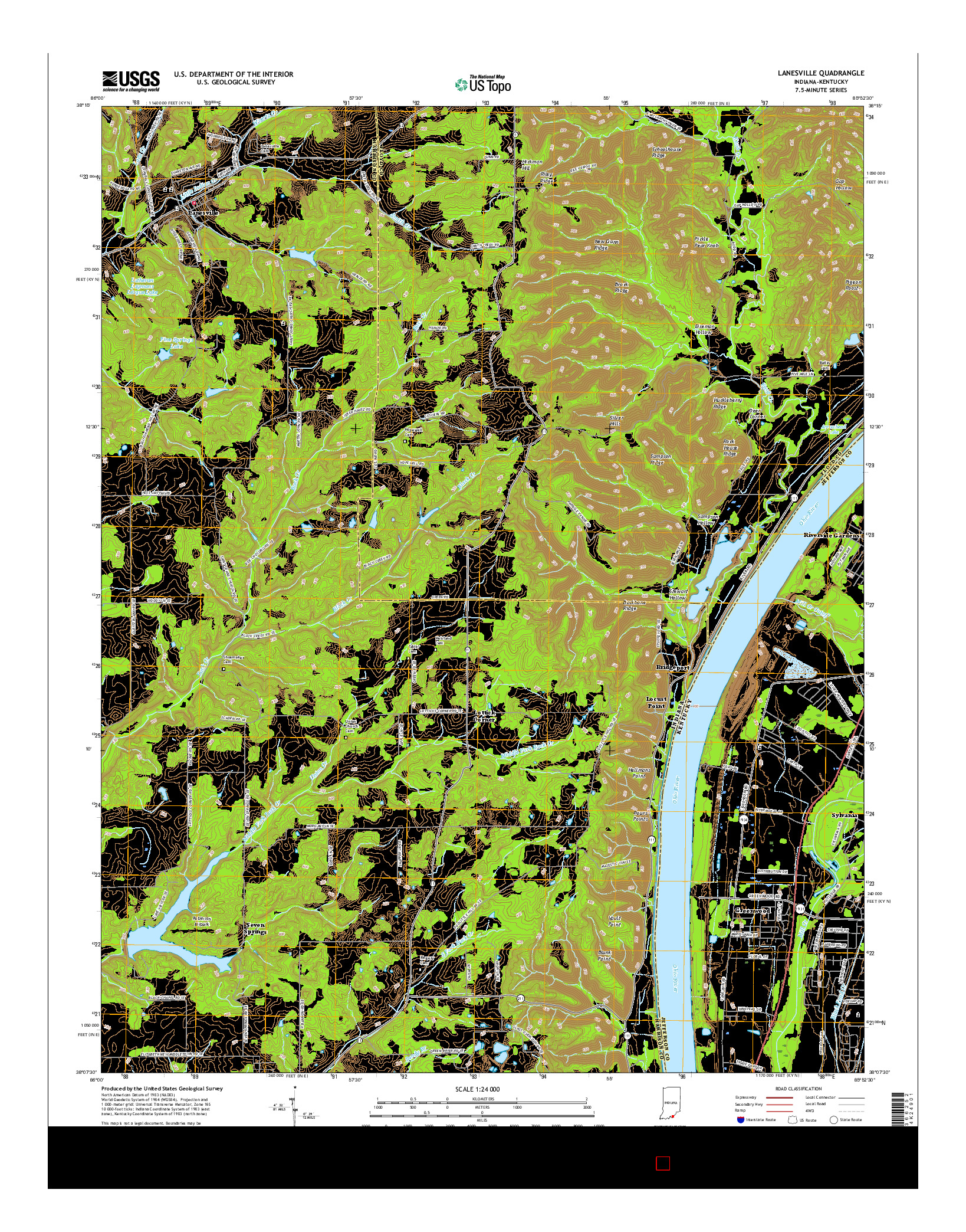 USGS US TOPO 7.5-MINUTE MAP FOR LANESVILLE, IN-KY 2016