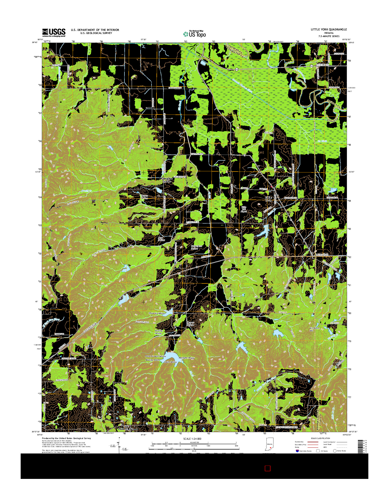 USGS US TOPO 7.5-MINUTE MAP FOR LITTLE YORK, IN 2016