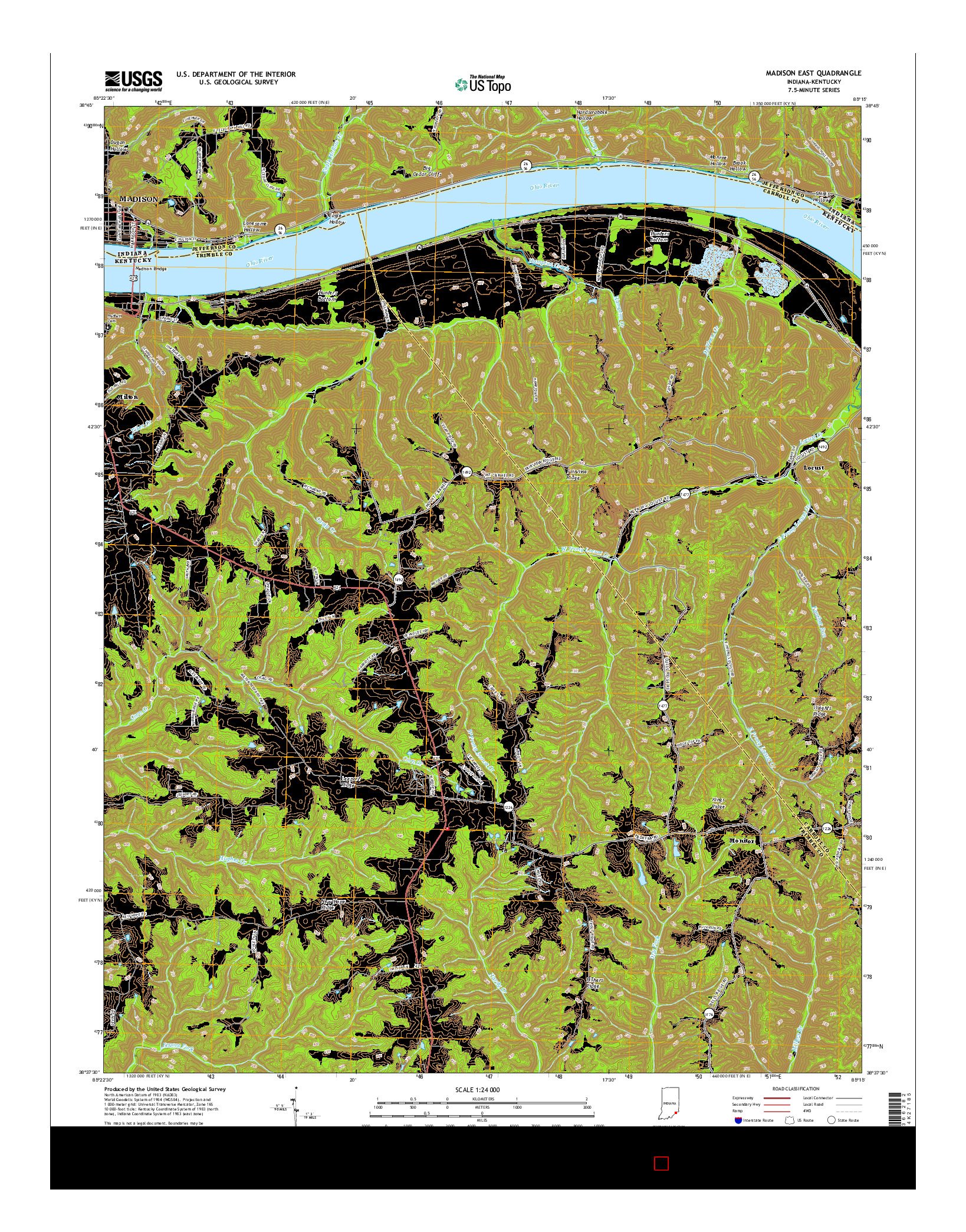 USGS US TOPO 7.5-MINUTE MAP FOR MADISON EAST, IN-KY 2016