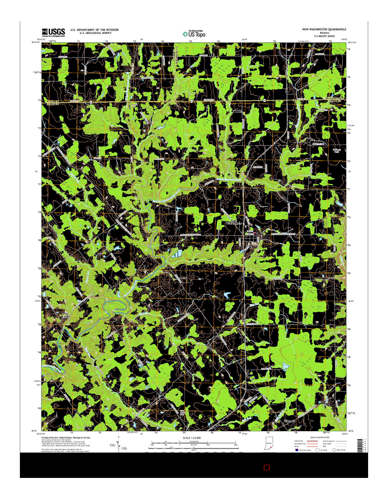 USGS US TOPO 7.5-MINUTE MAP FOR NEW WASHINGTON, IN 2016