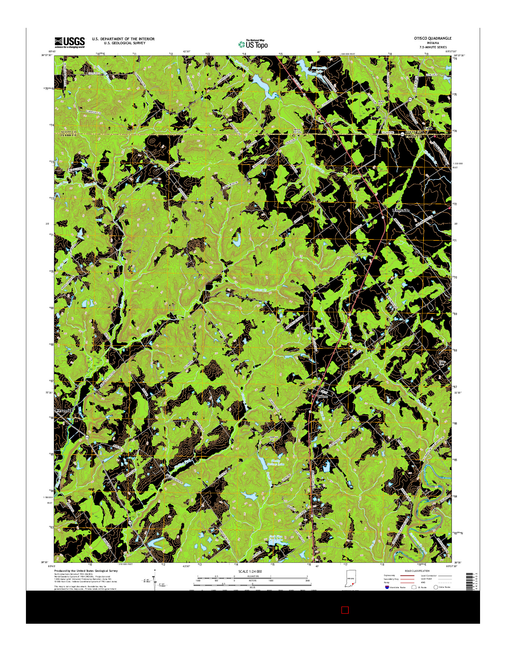 USGS US TOPO 7.5-MINUTE MAP FOR OTISCO, IN 2016