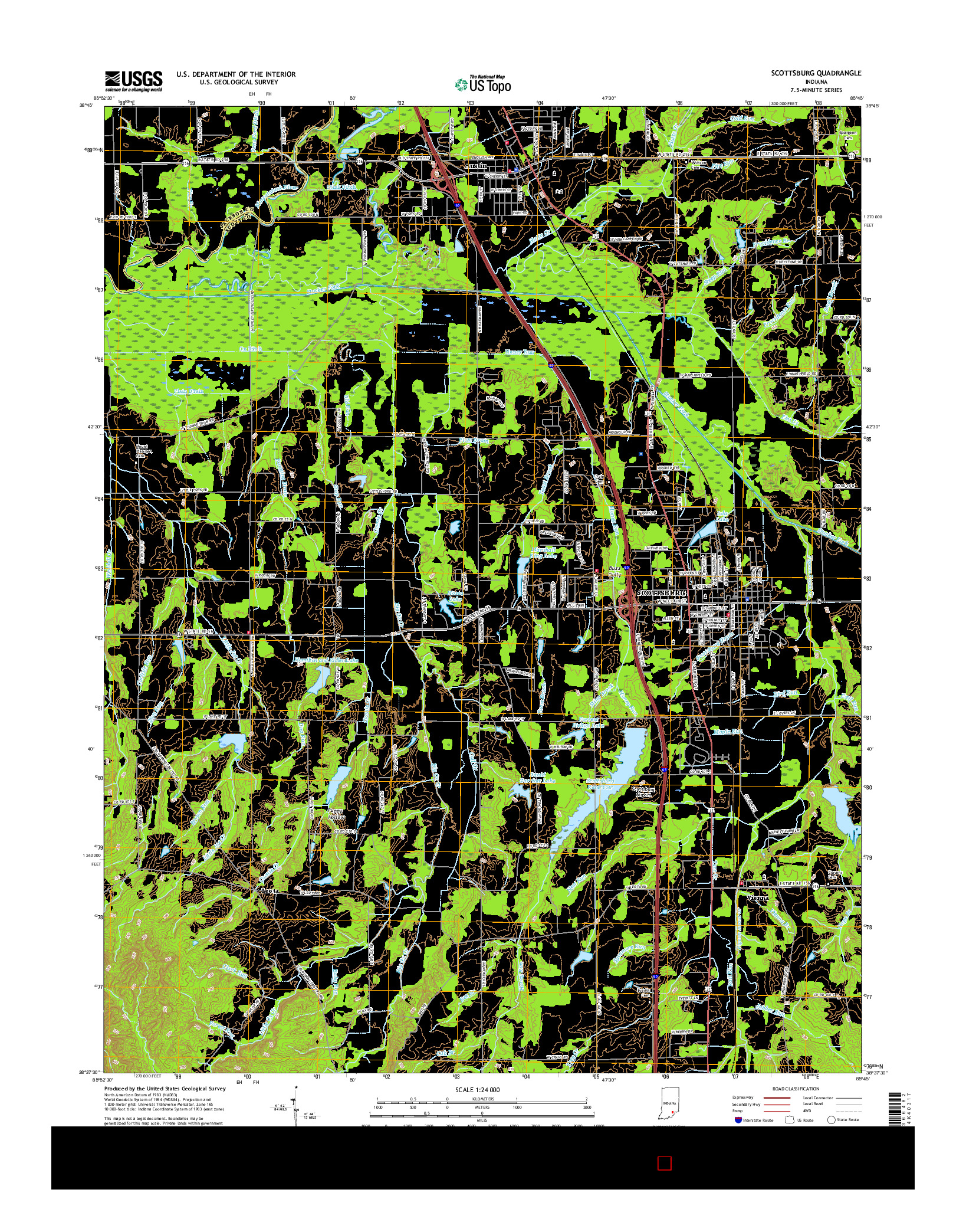 USGS US TOPO 7.5-MINUTE MAP FOR SCOTTSBURG, IN 2016