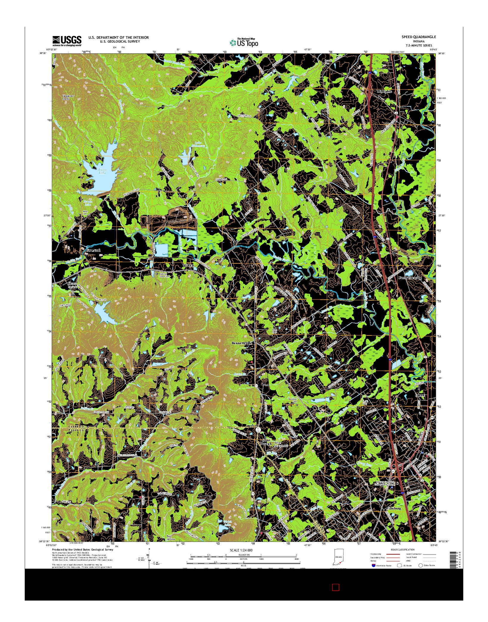 USGS US TOPO 7.5-MINUTE MAP FOR SPEED, IN 2016