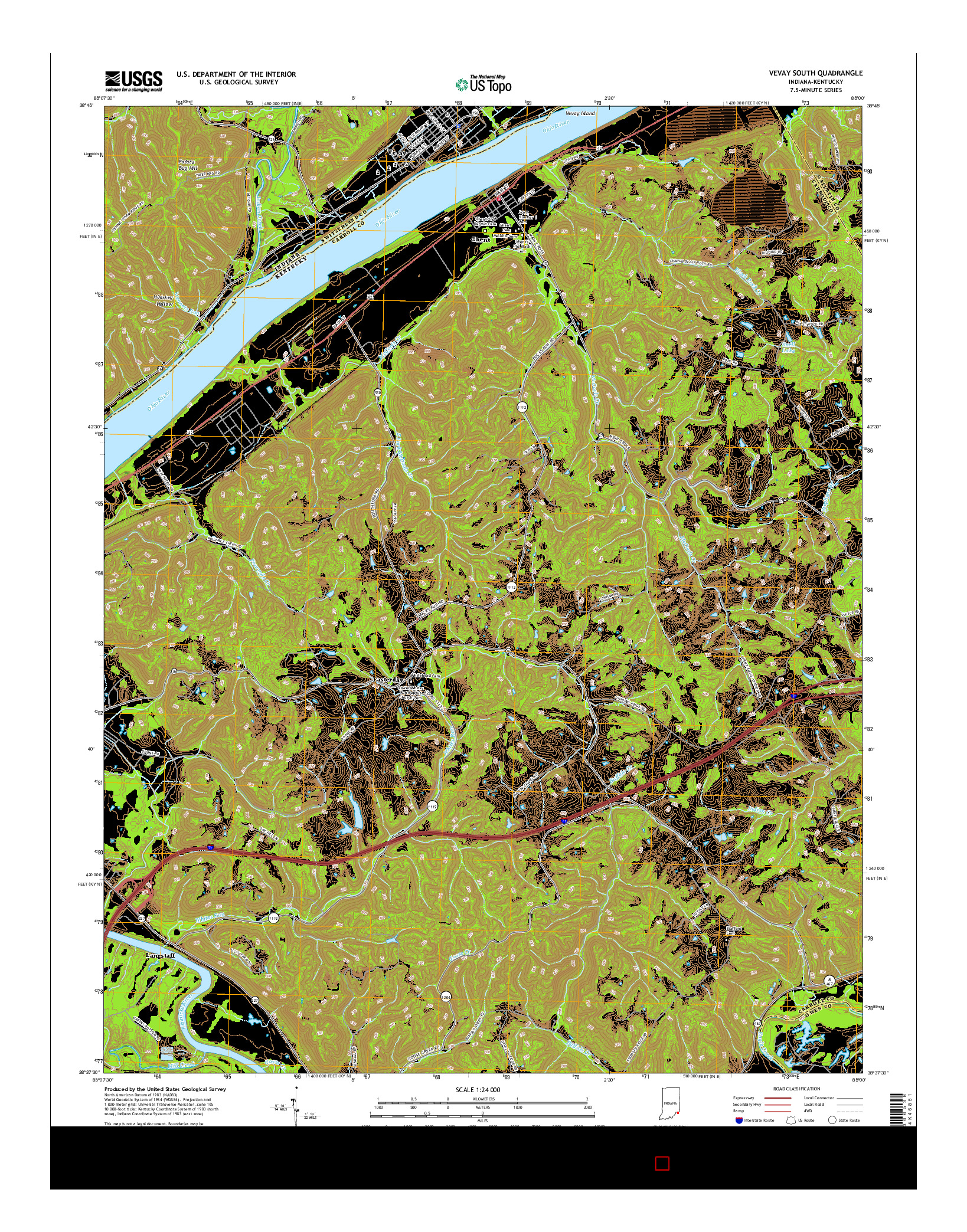 USGS US TOPO 7.5-MINUTE MAP FOR VEVAY SOUTH, IN-KY 2016