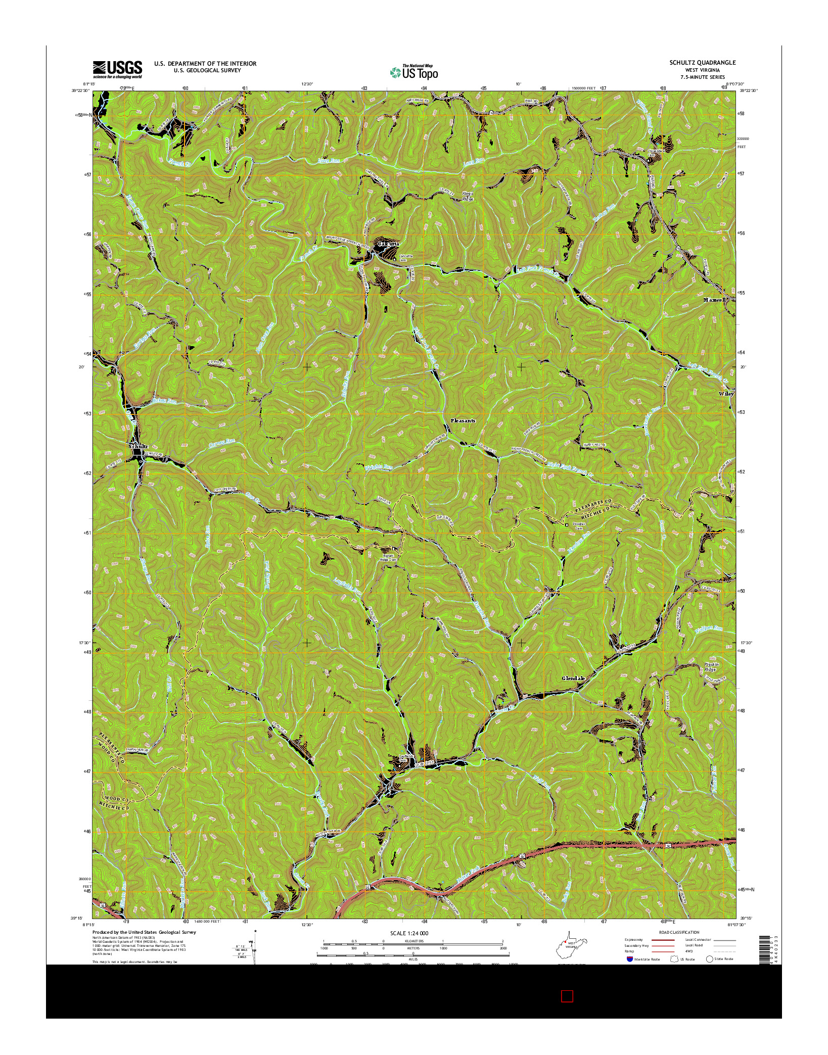 USGS US TOPO 7.5-MINUTE MAP FOR SCHULTZ, WV 2016