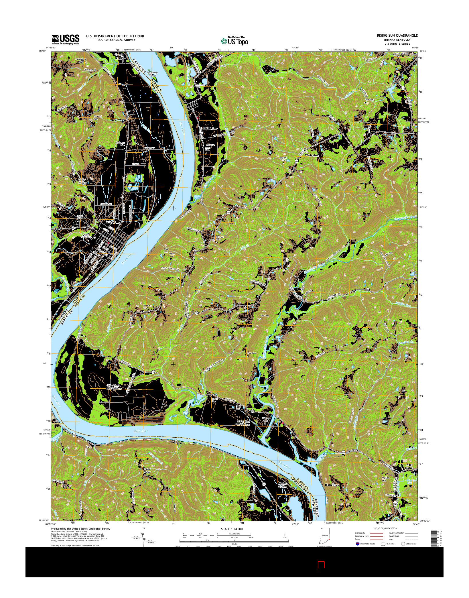 USGS US TOPO 7.5-MINUTE MAP FOR RISING SUN, IN-KY 2016