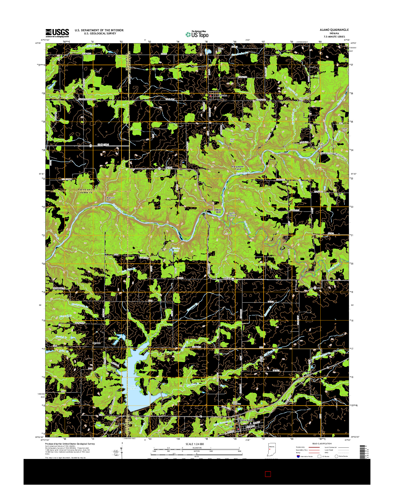 USGS US TOPO 7.5-MINUTE MAP FOR ALAMO, IN 2016