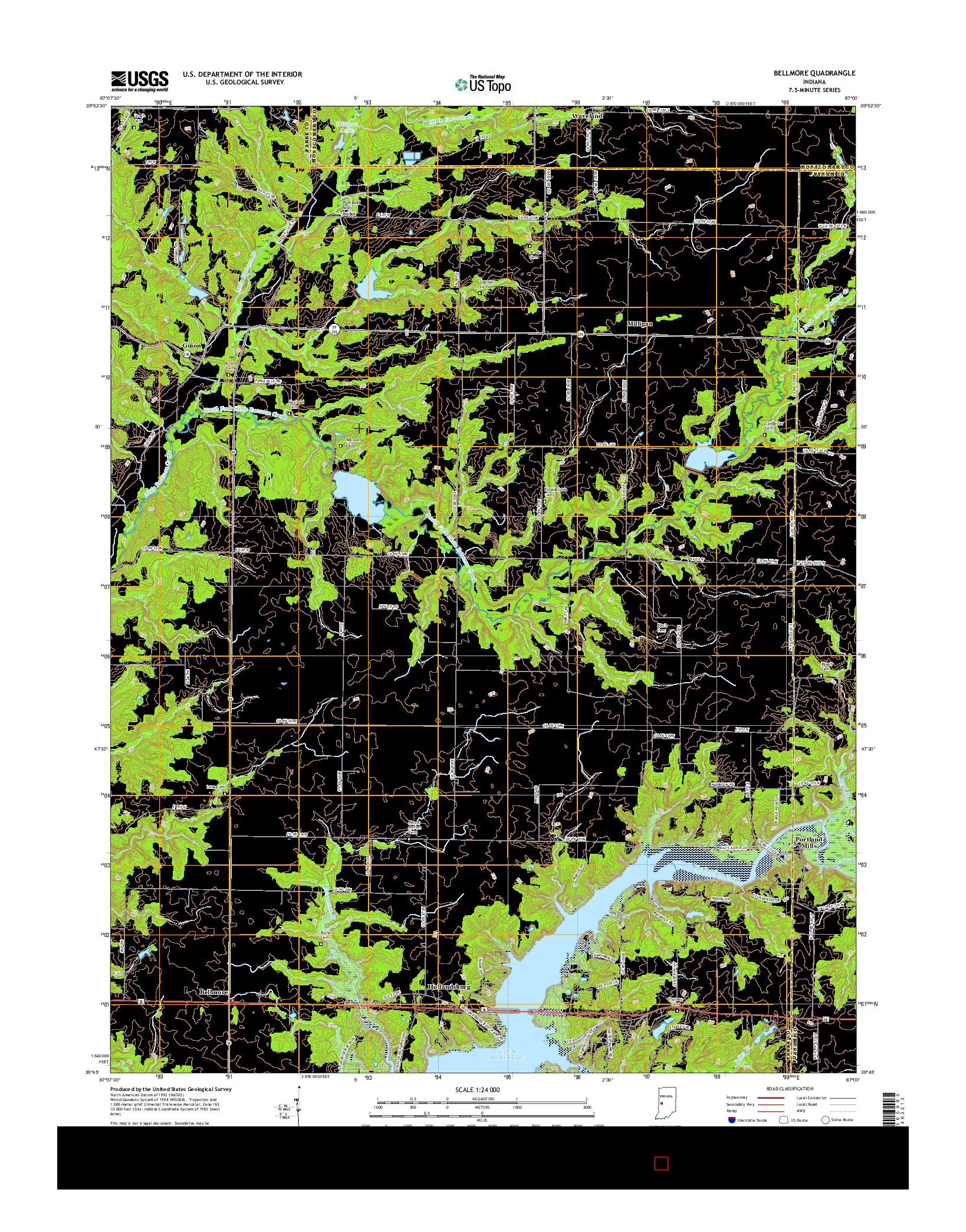 USGS US TOPO 7.5-MINUTE MAP FOR BELLMORE, IN 2016