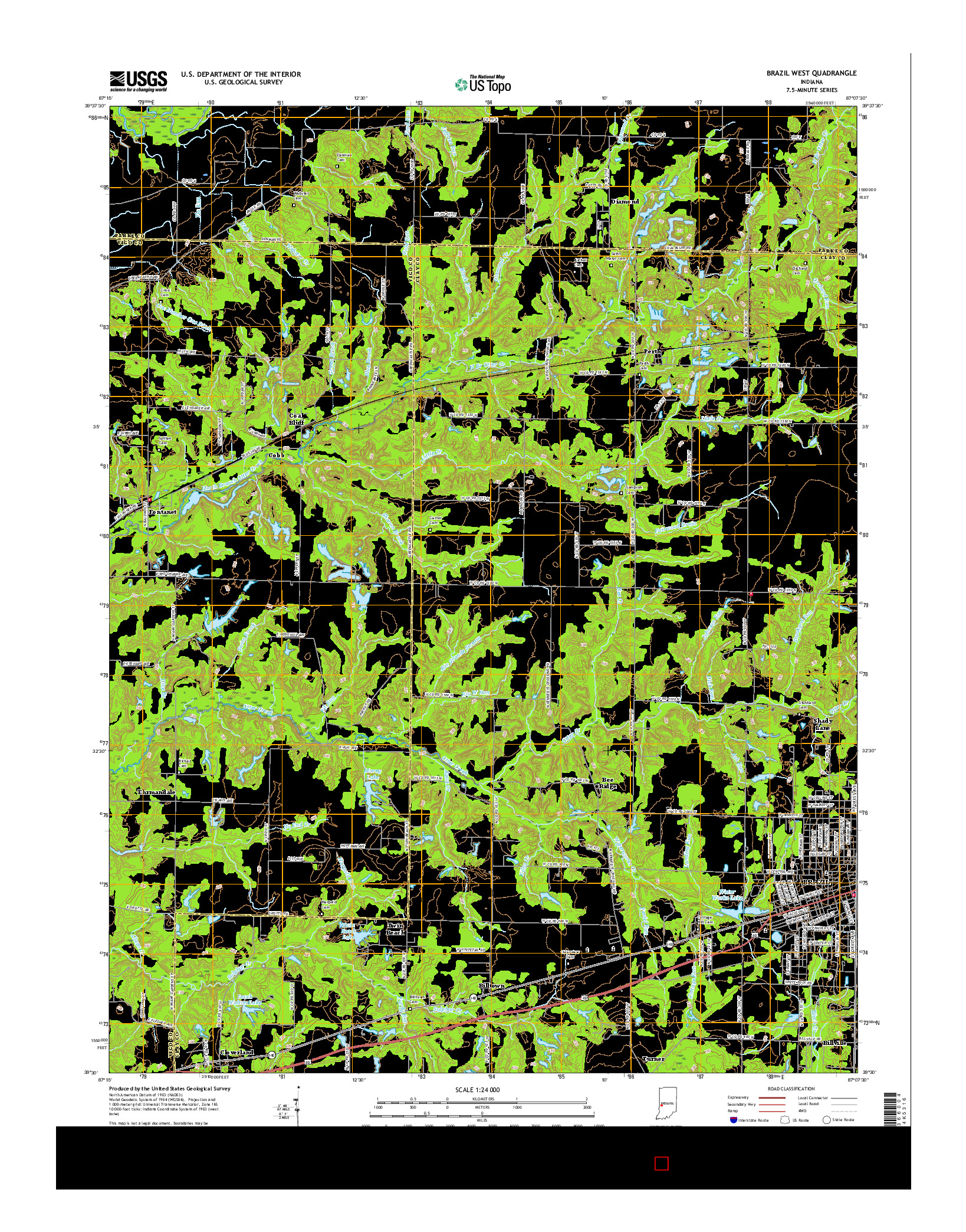 USGS US TOPO 7.5-MINUTE MAP FOR BRAZIL WEST, IN 2016