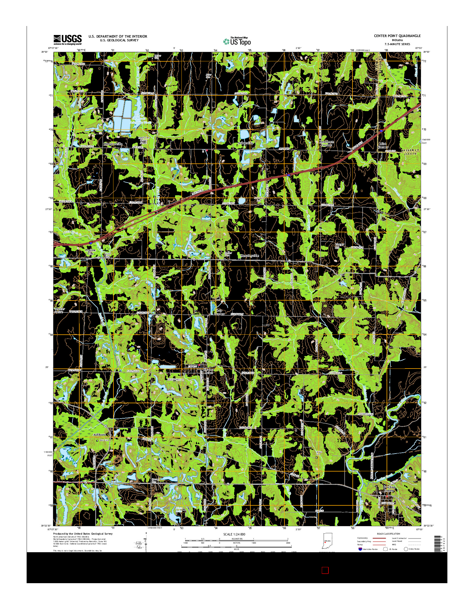 USGS US TOPO 7.5-MINUTE MAP FOR CENTER POINT, IN 2016