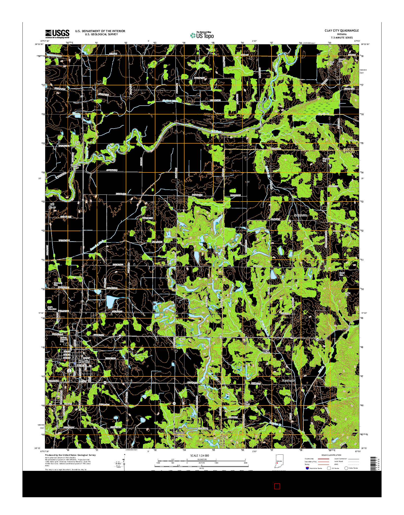 USGS US TOPO 7.5-MINUTE MAP FOR CLAY CITY, IN 2016