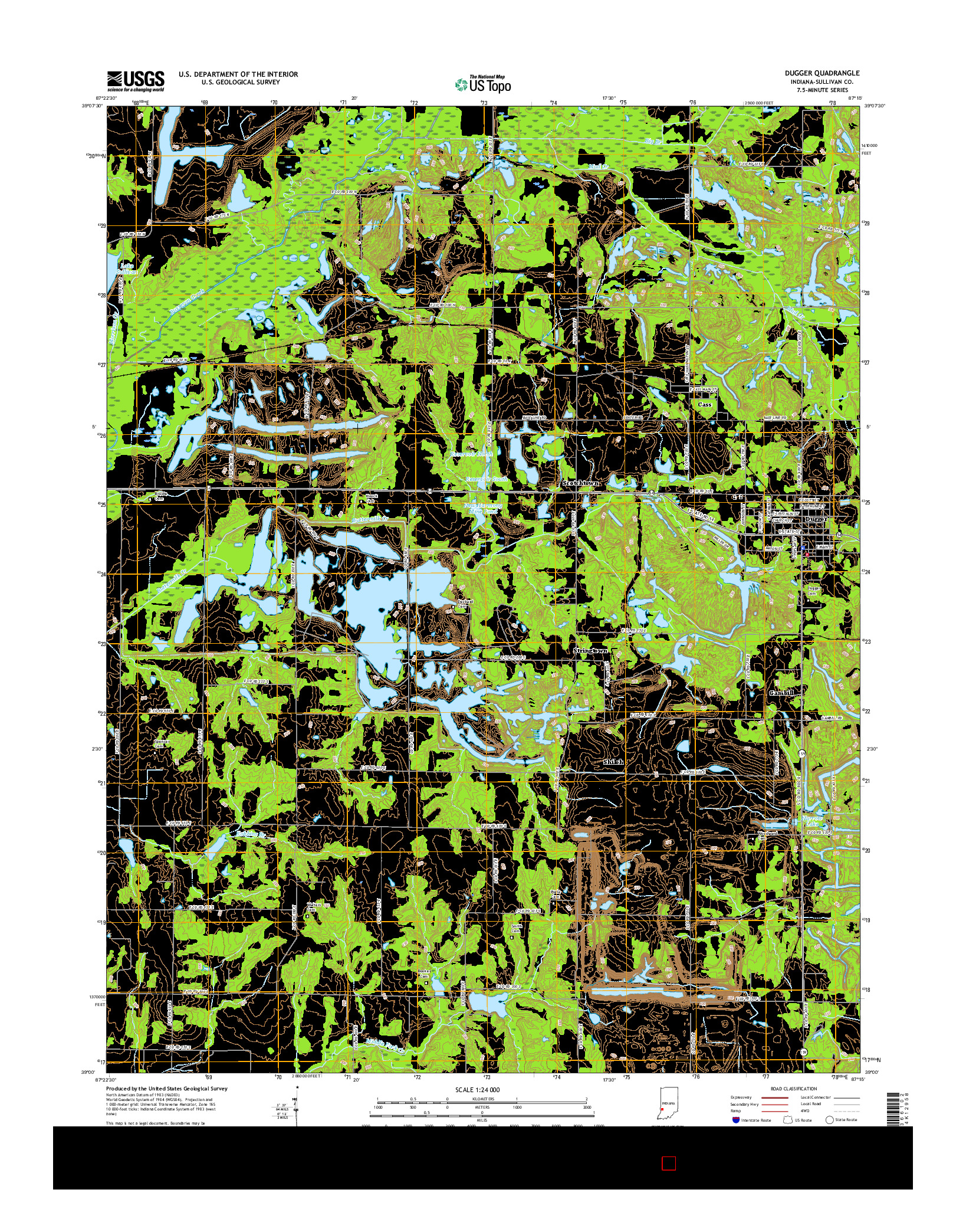 USGS US TOPO 7.5-MINUTE MAP FOR DUGGER, IN 2016