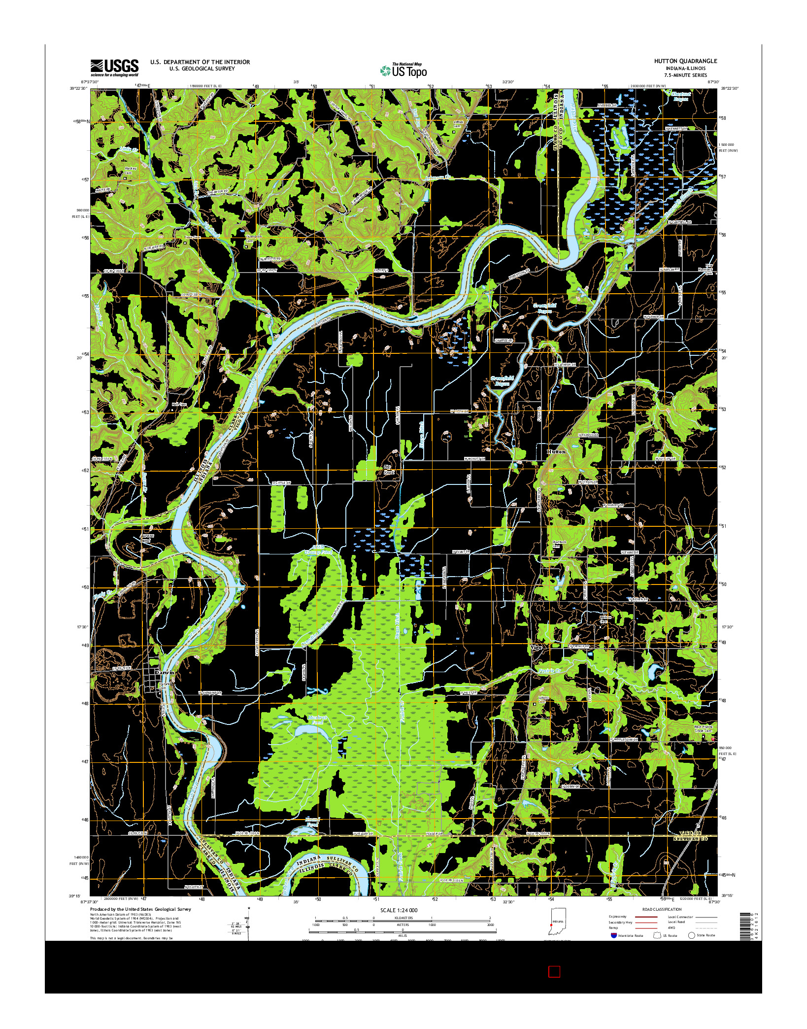 USGS US TOPO 7.5-MINUTE MAP FOR HUTTON, IN-IL 2016