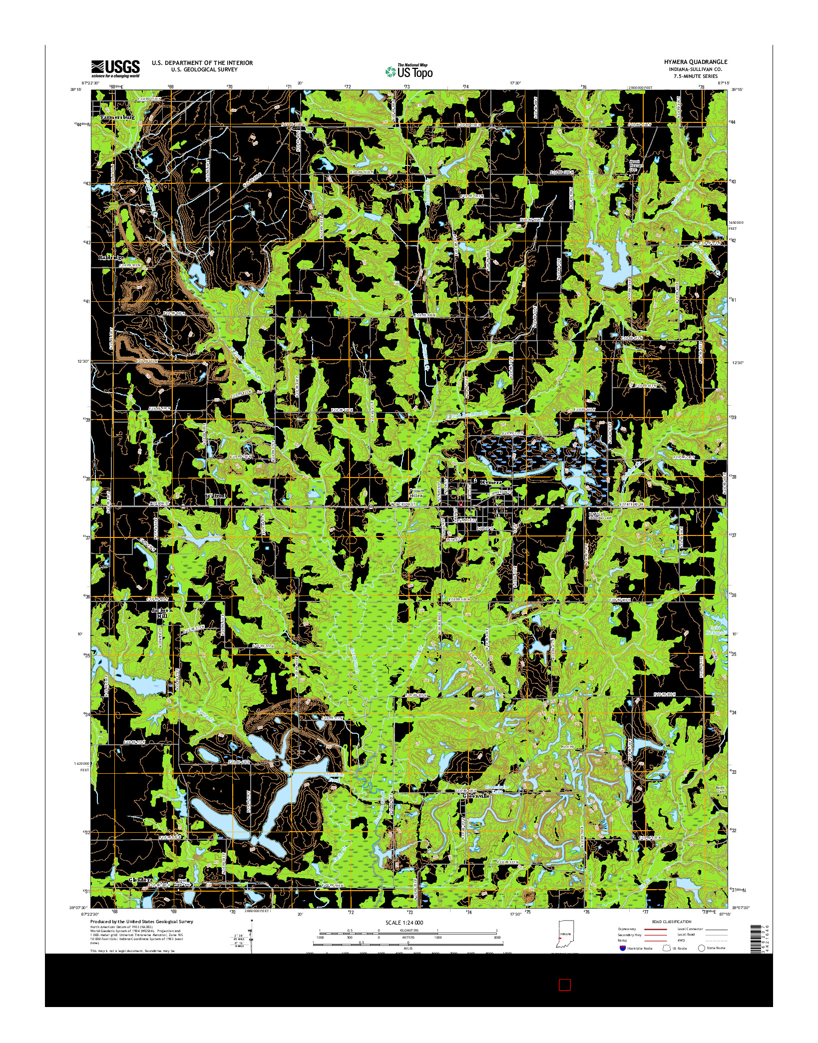 USGS US TOPO 7.5-MINUTE MAP FOR HYMERA, IN 2016