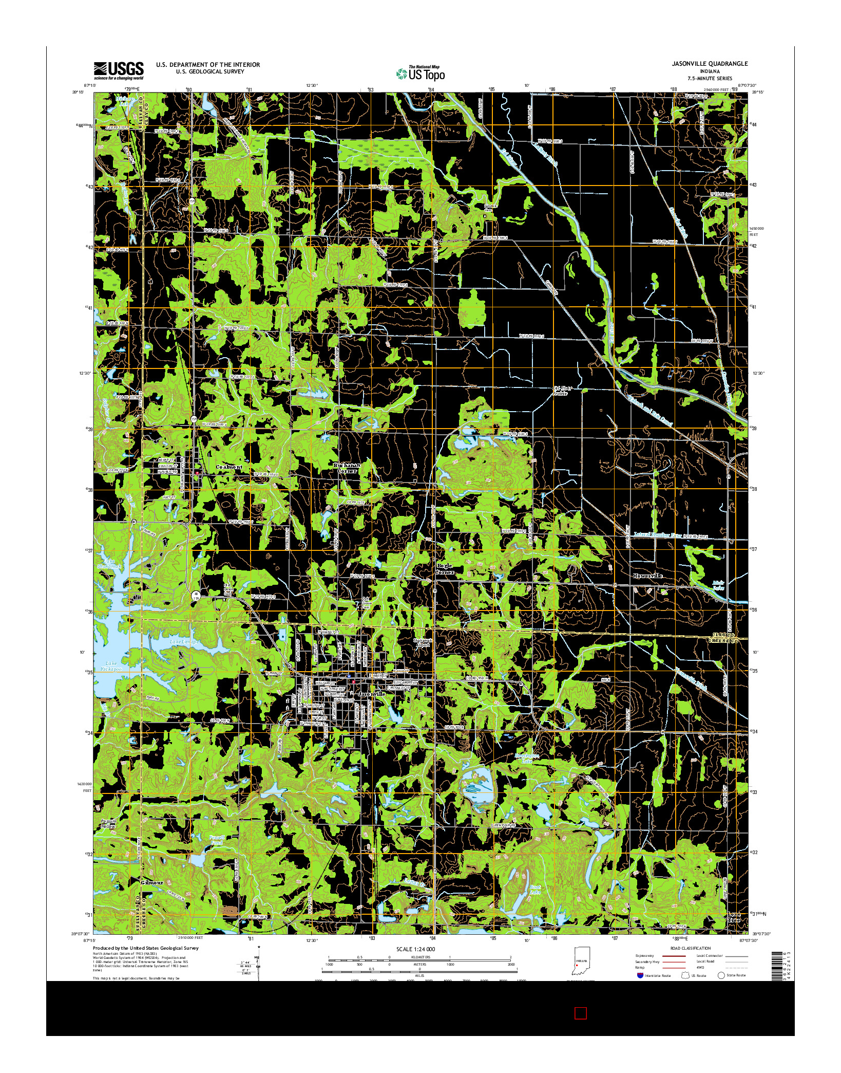 USGS US TOPO 7.5-MINUTE MAP FOR JASONVILLE, IN 2016