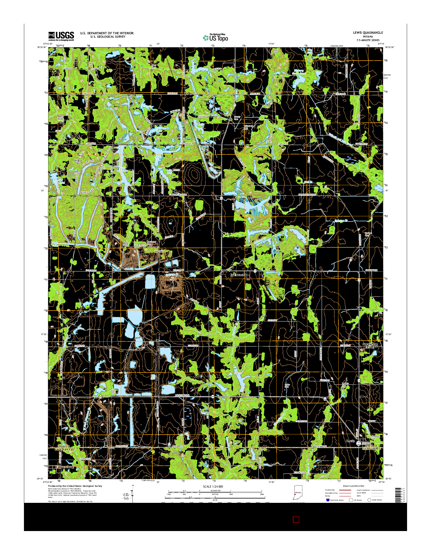 USGS US TOPO 7.5-MINUTE MAP FOR LEWIS, IN 2016