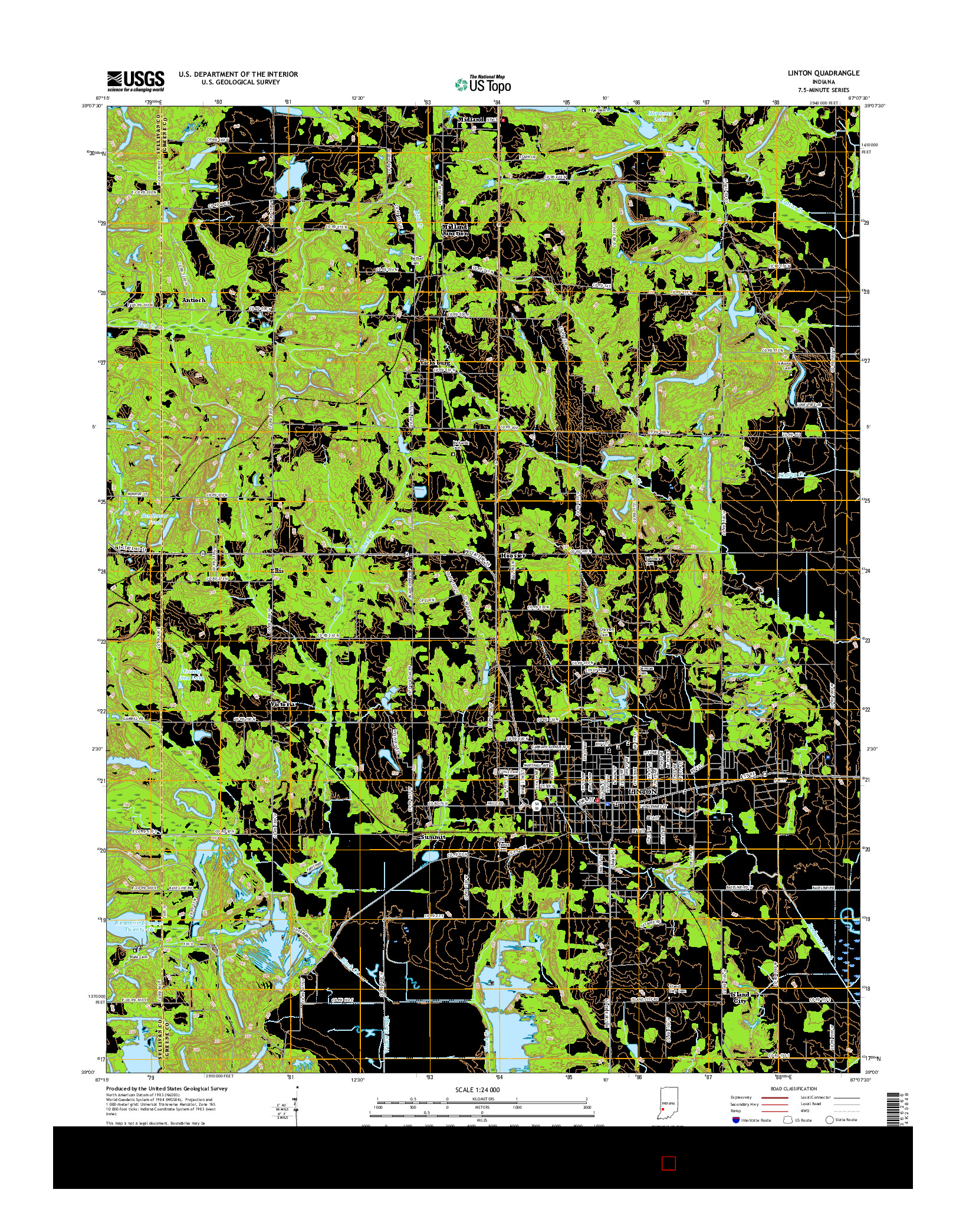 USGS US TOPO 7.5-MINUTE MAP FOR LINTON, IN 2016