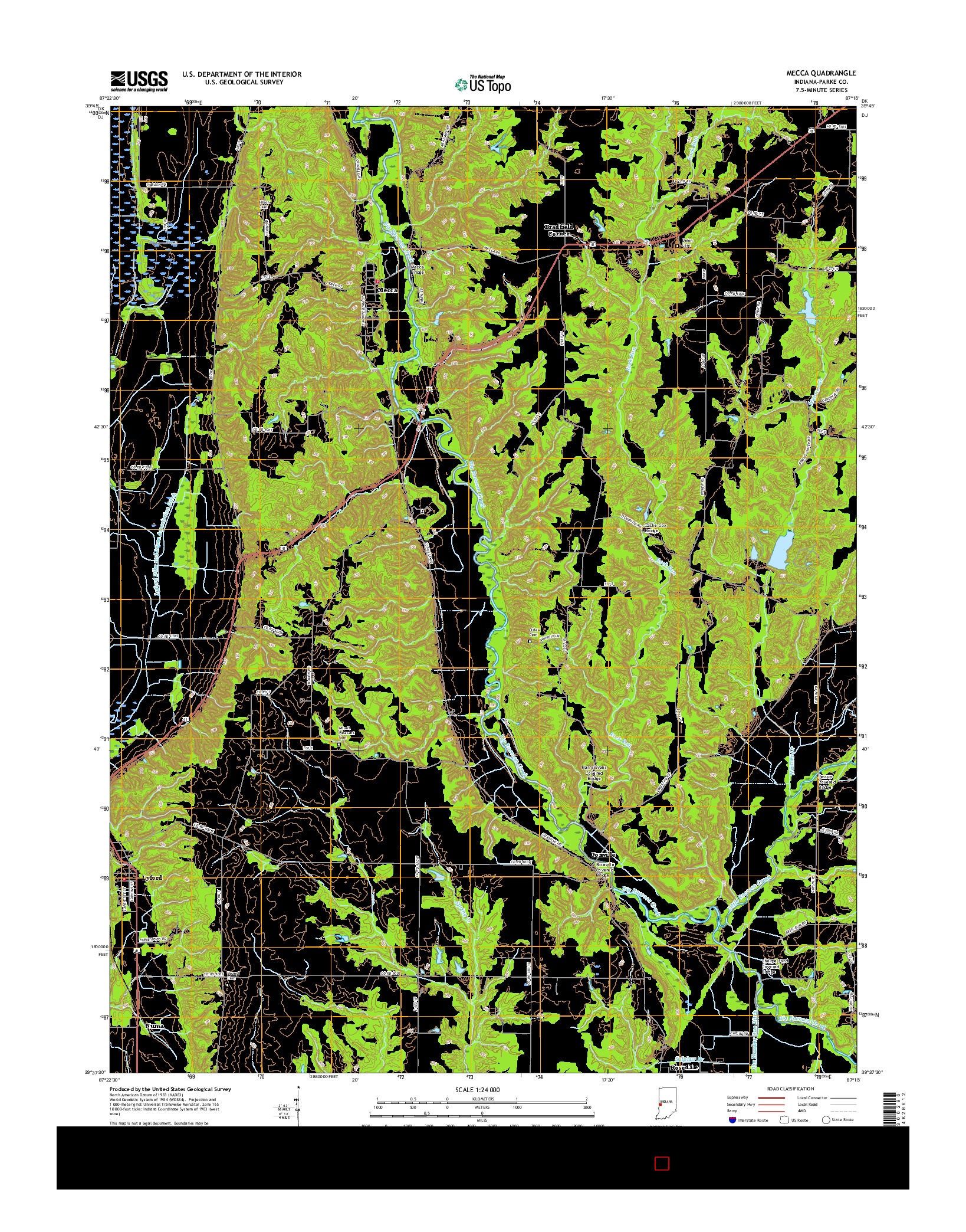 USGS US TOPO 7.5-MINUTE MAP FOR MECCA, IN 2016