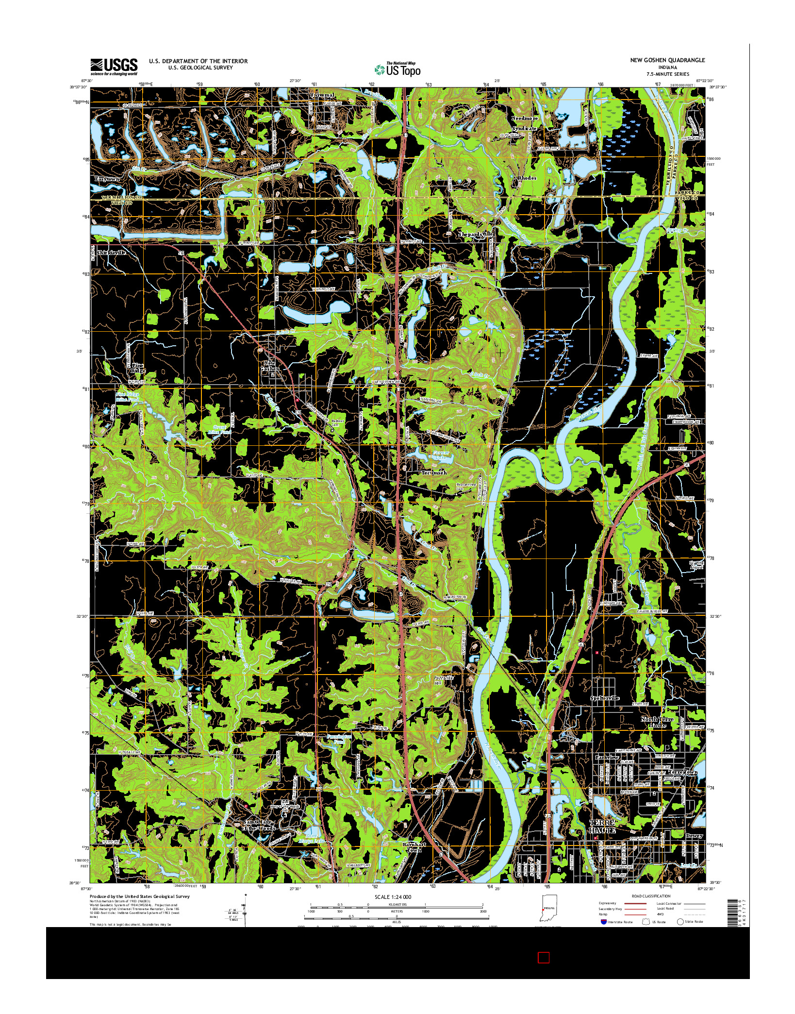 USGS US TOPO 7.5-MINUTE MAP FOR NEW GOSHEN, IN 2016