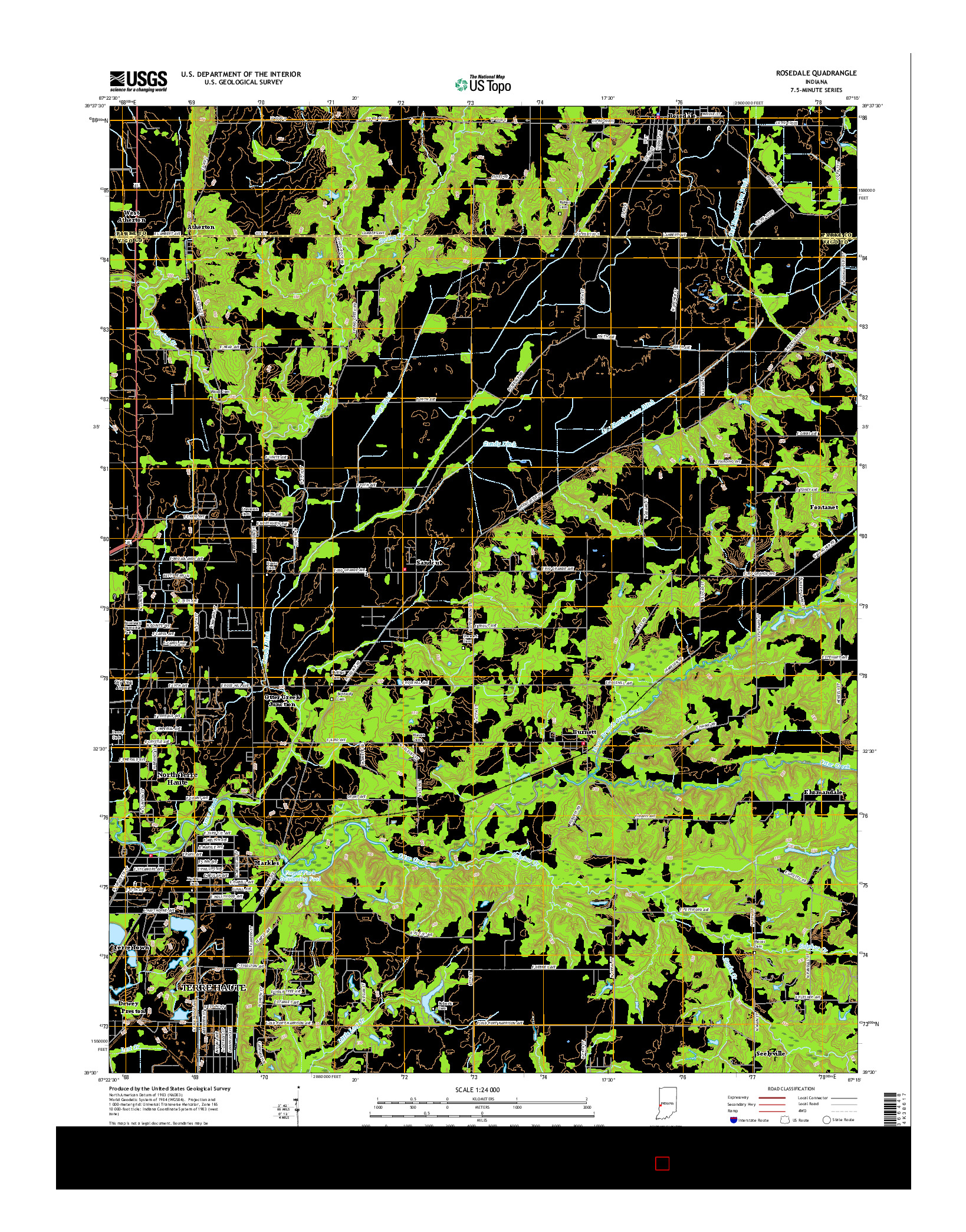 USGS US TOPO 7.5-MINUTE MAP FOR ROSEDALE, IN 2016