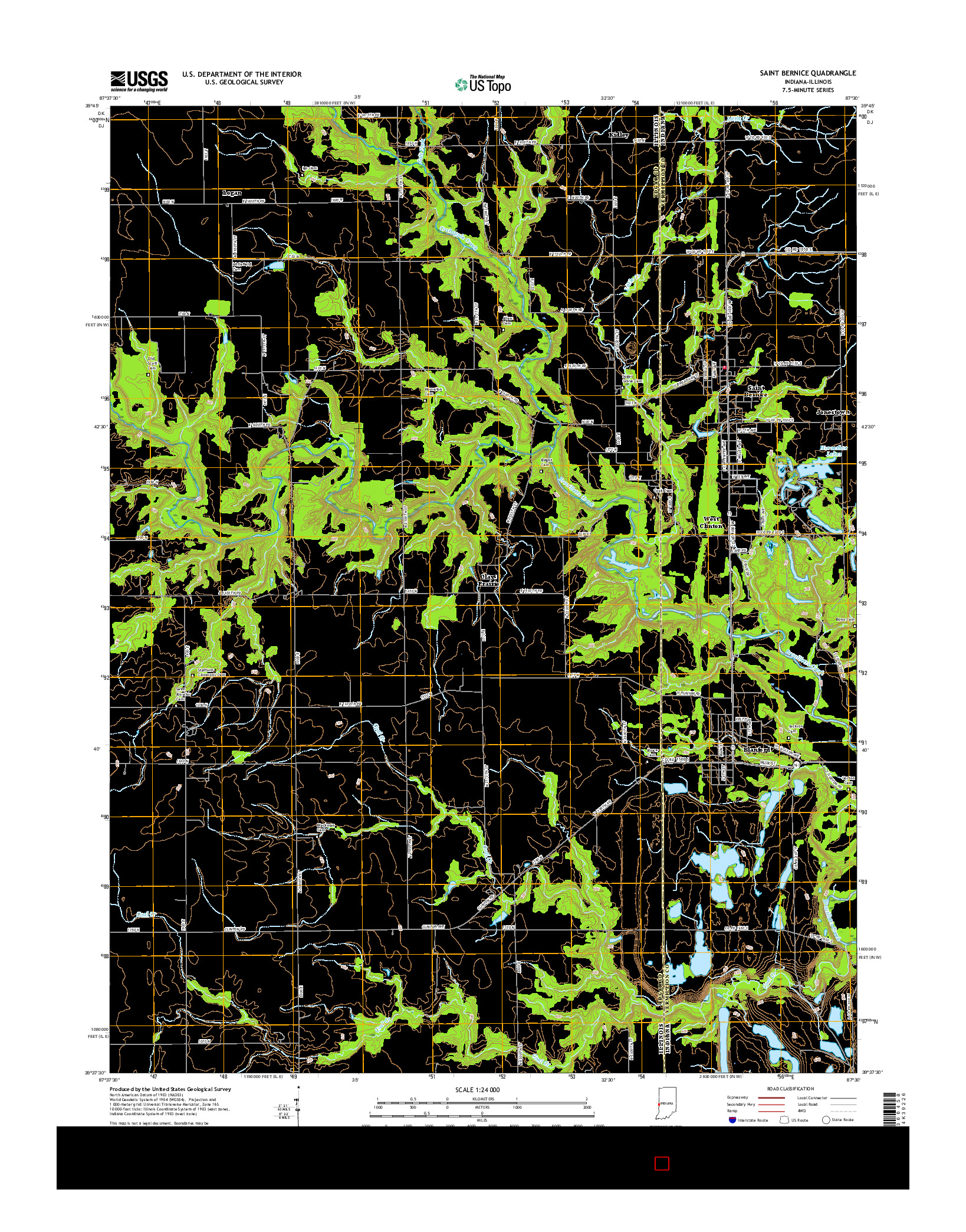 USGS US TOPO 7.5-MINUTE MAP FOR SAINT BERNICE, IN-IL 2016