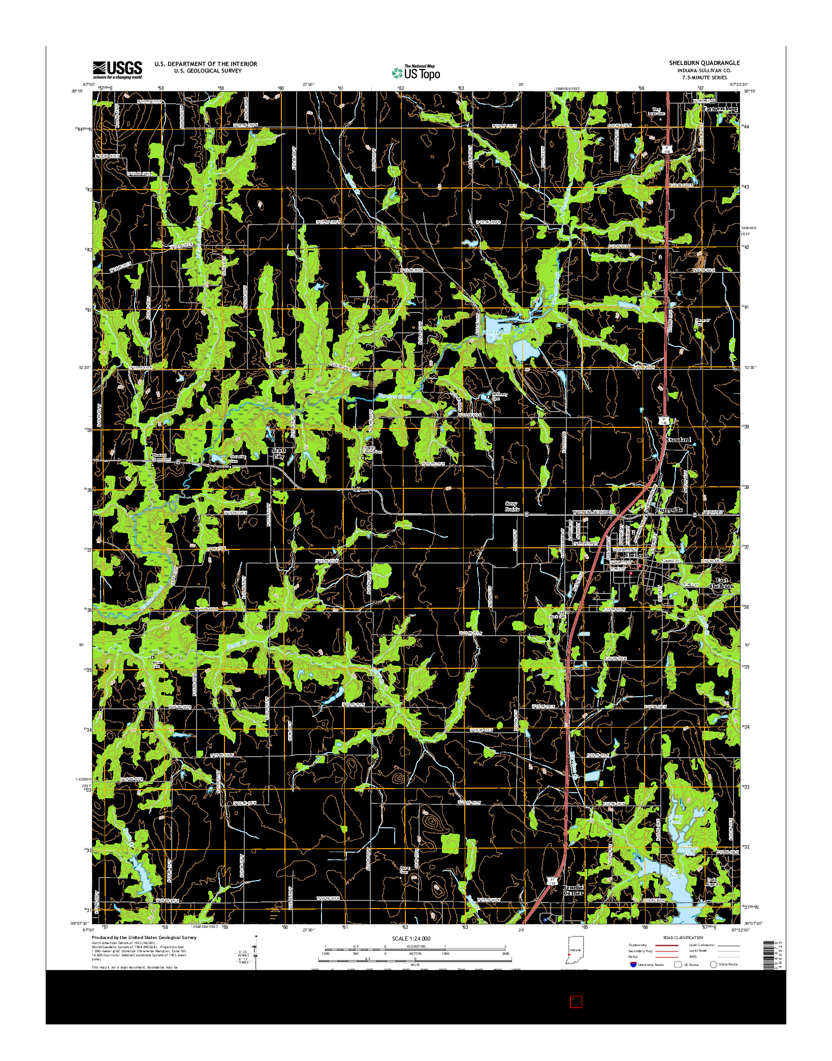 USGS US TOPO 7.5-MINUTE MAP FOR SHELBURN, IN 2016