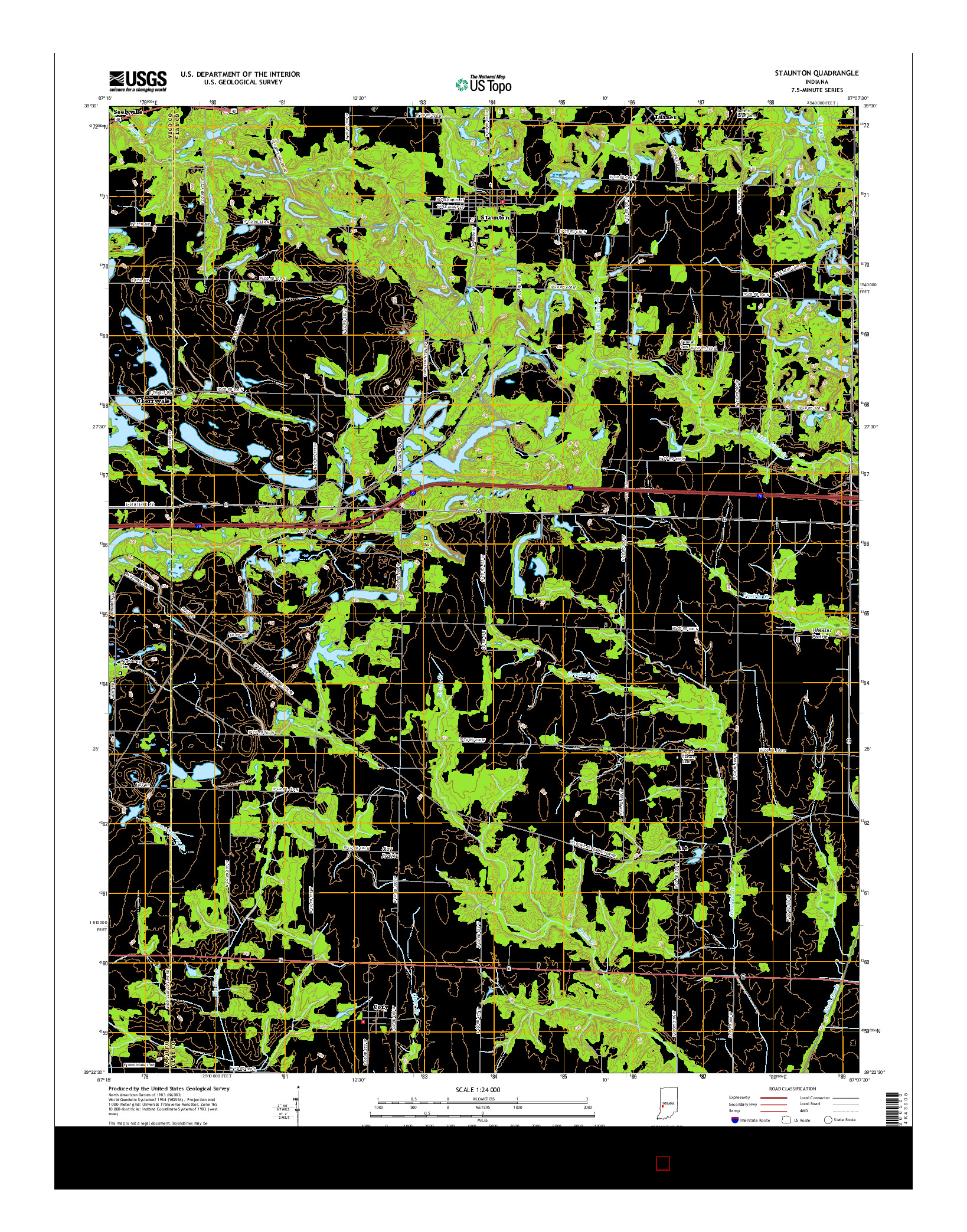 USGS US TOPO 7.5-MINUTE MAP FOR STAUNTON, IN 2016