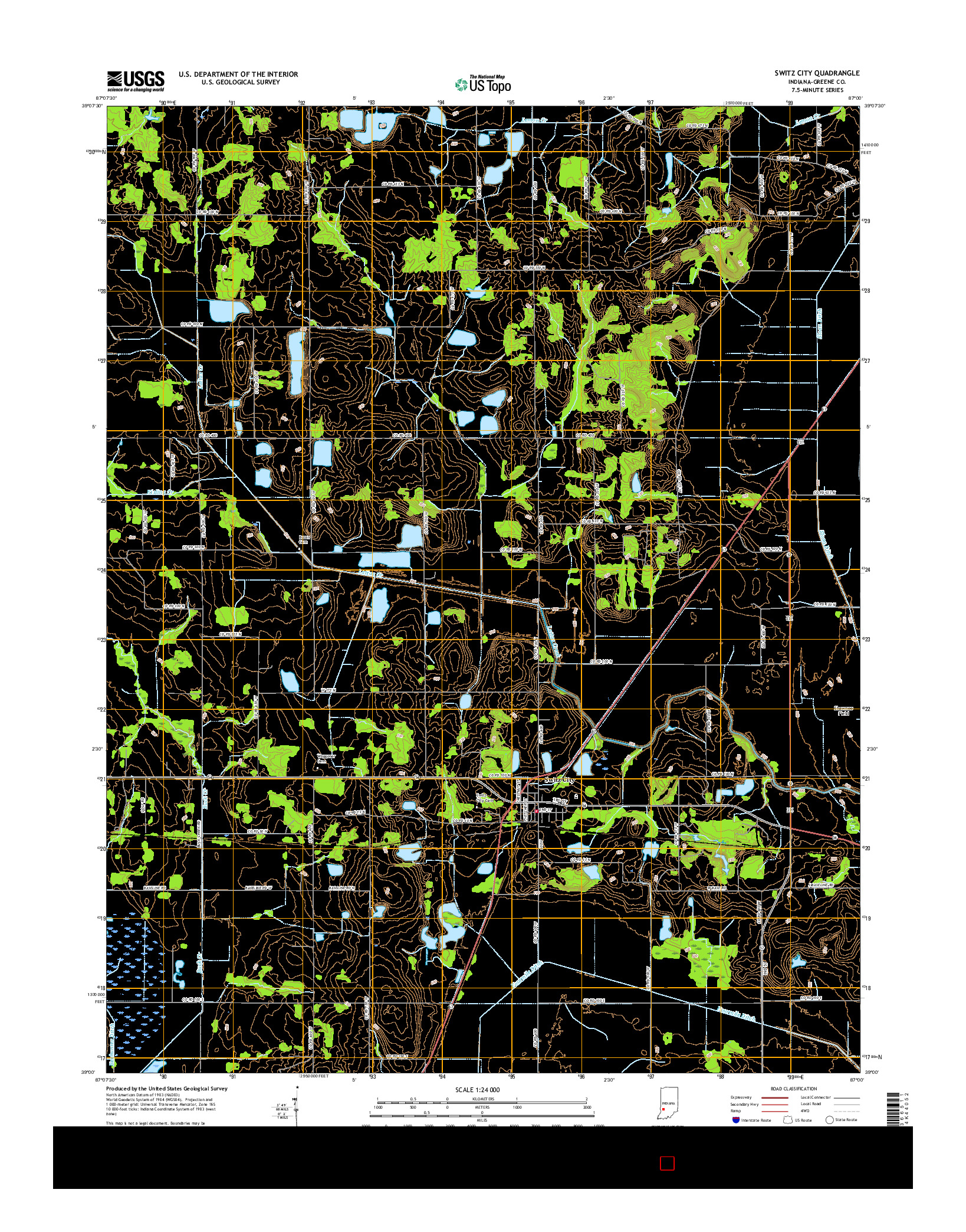 USGS US TOPO 7.5-MINUTE MAP FOR SWITZ CITY, IN 2016