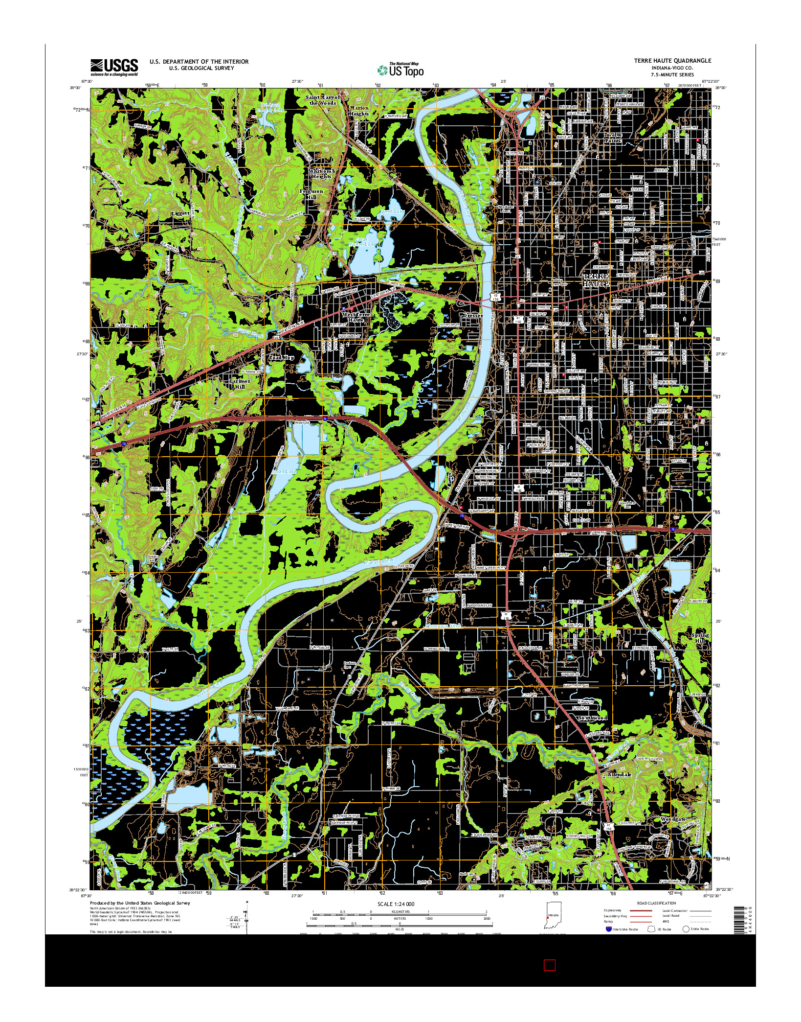 USGS US TOPO 7.5-MINUTE MAP FOR TERRE HAUTE, IN 2016