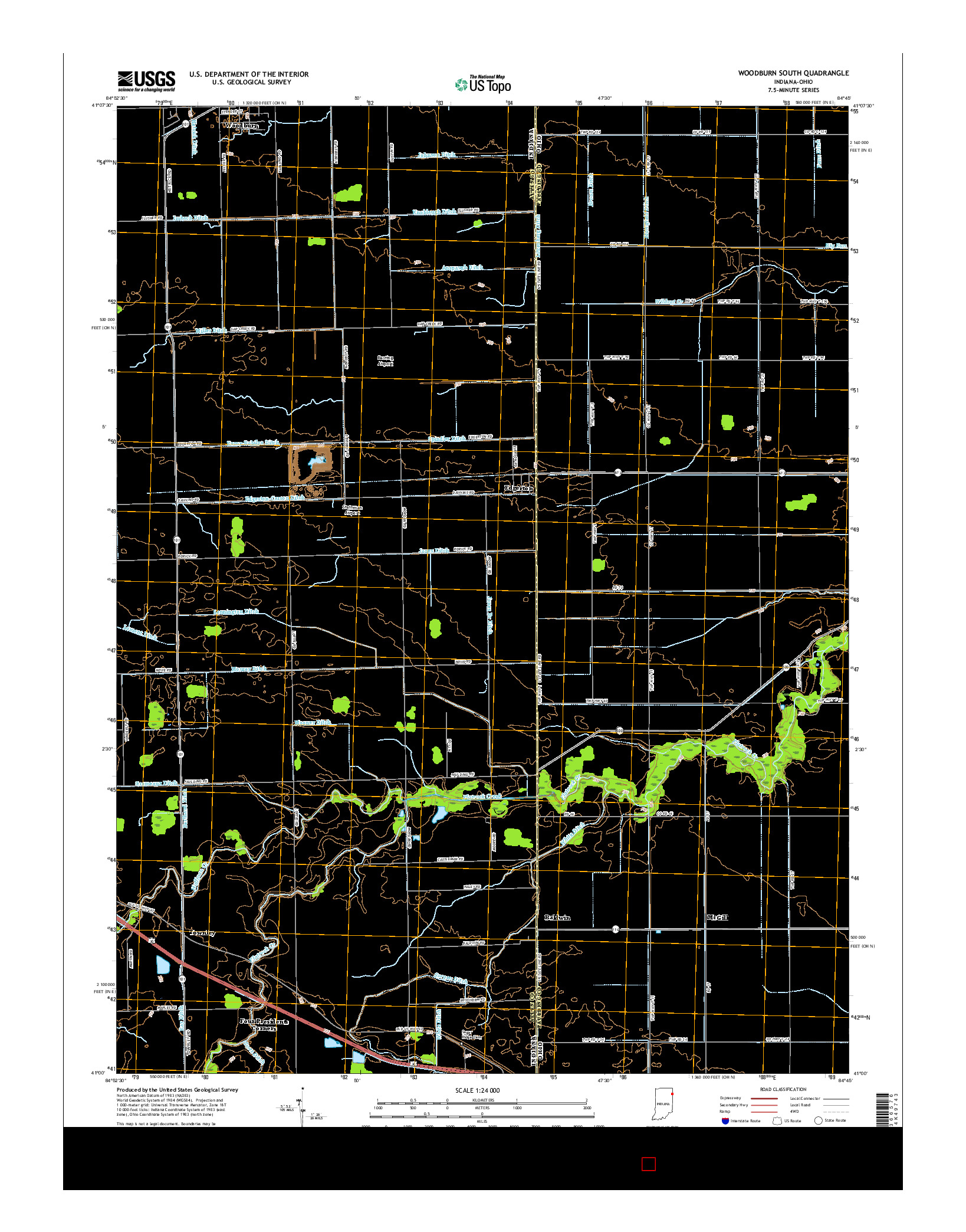 USGS US TOPO 7.5-MINUTE MAP FOR WOODBURN SOUTH, IN-OH 2016