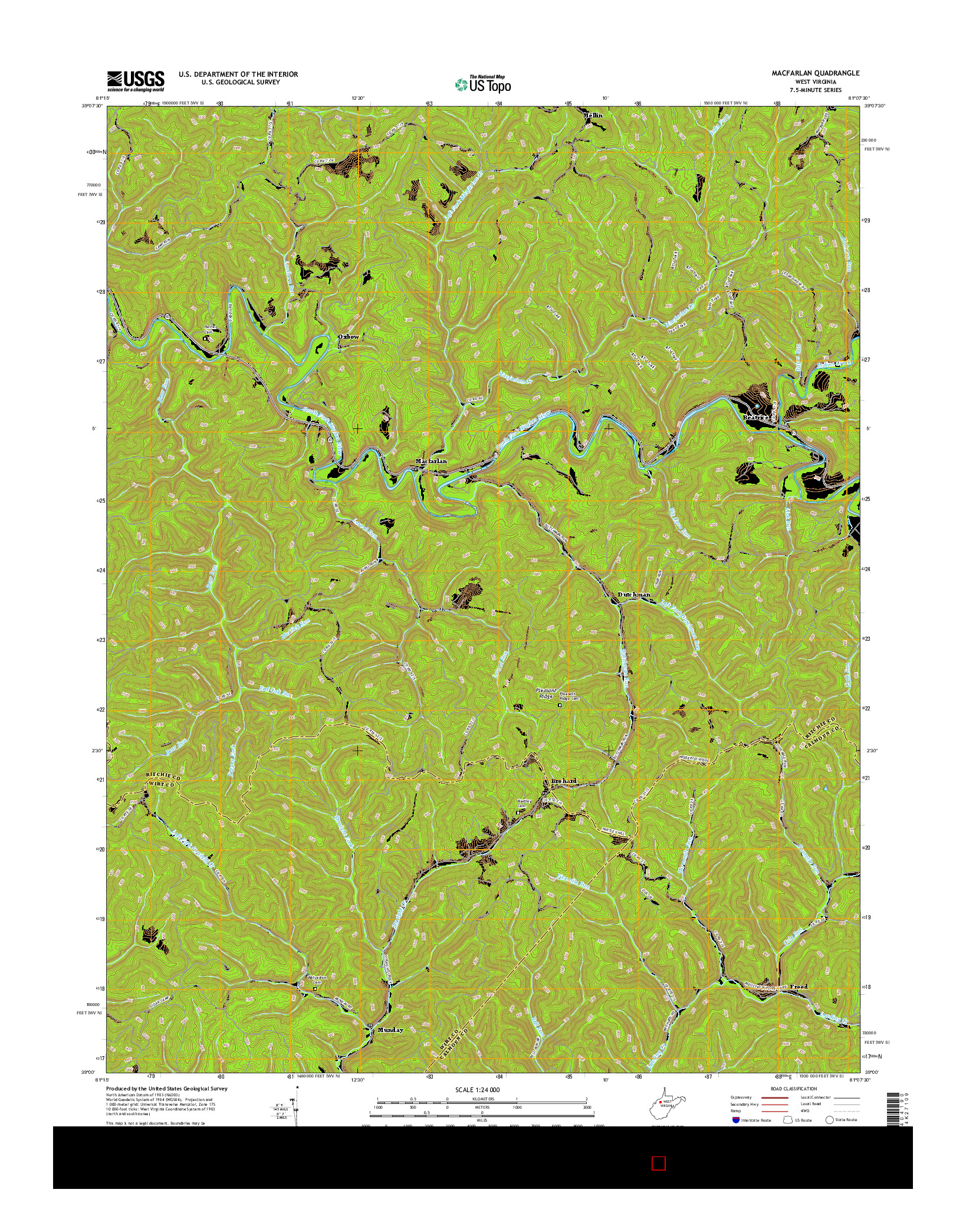 USGS US TOPO 7.5-MINUTE MAP FOR MACFARLAN, WV 2016