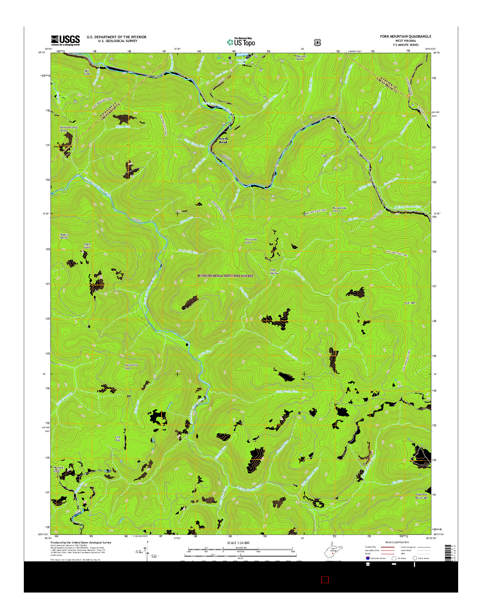 USGS US TOPO 7.5-MINUTE MAP FOR FORK MOUNTAIN, WV 2016