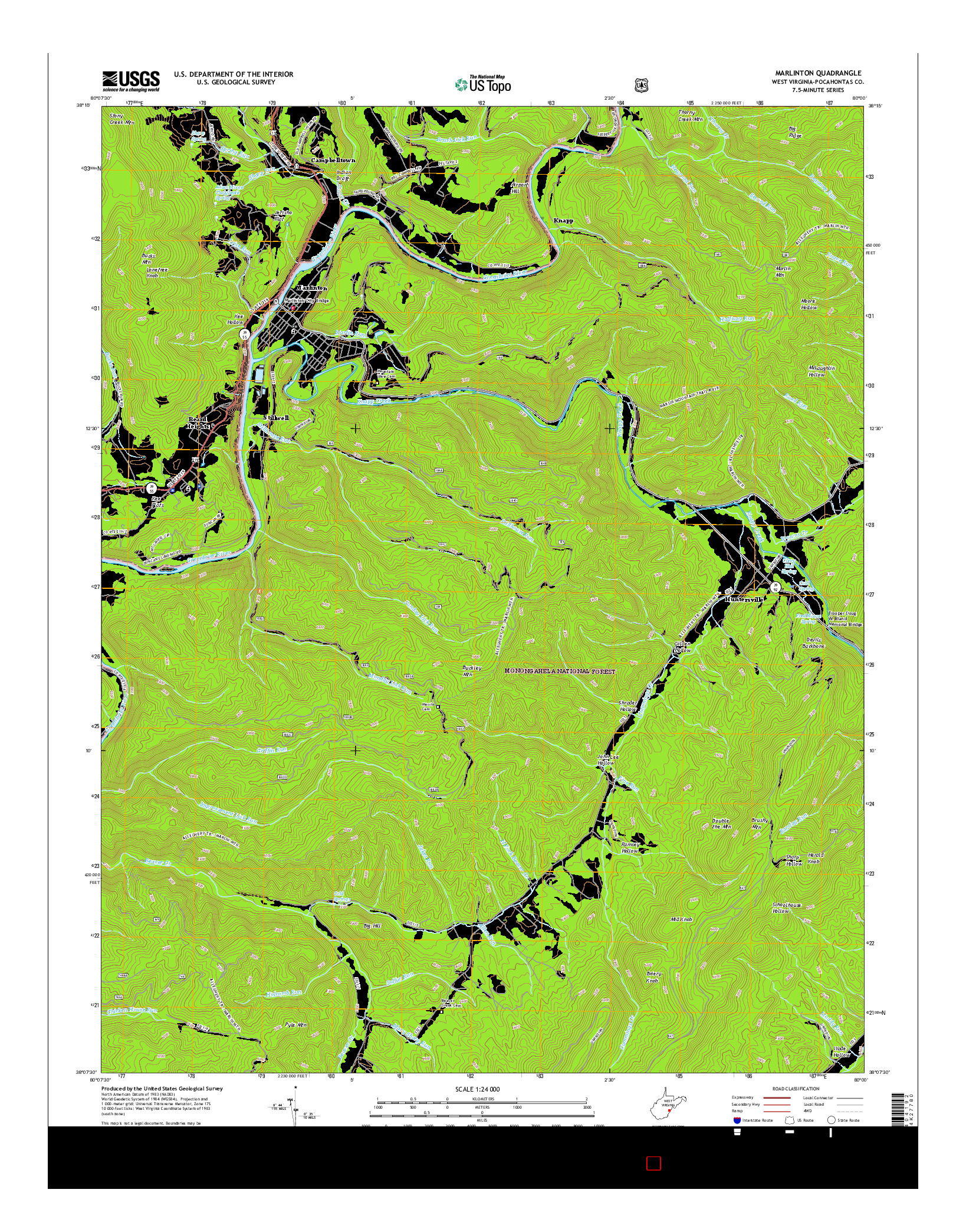 USGS US TOPO 7.5-MINUTE MAP FOR MARLINTON, WV 2016